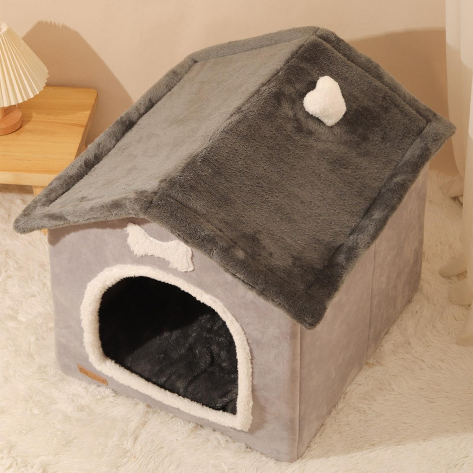 Cuccia pieghevole per cani – Cuccia pieghevole chiusa, cuccia per cani di piccola taglia | Cani e gatti e grandi, caldo invernale, cuccioli, prodotti per divano | Cuccia per gatti in peluche con cuscino rimovibile adatto per cani e gatti di piccola e medi