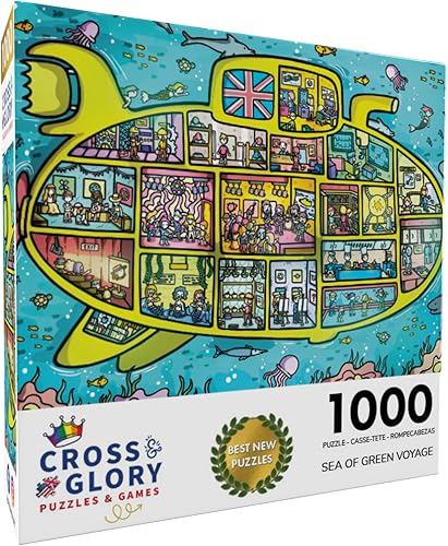 Miniatura 3 de Cross & Glory - Sea of Green Voyage British Invasion Beneath The Waves - Rompecabezas de 1000 piezas para adultos y niños mayores de 12 años