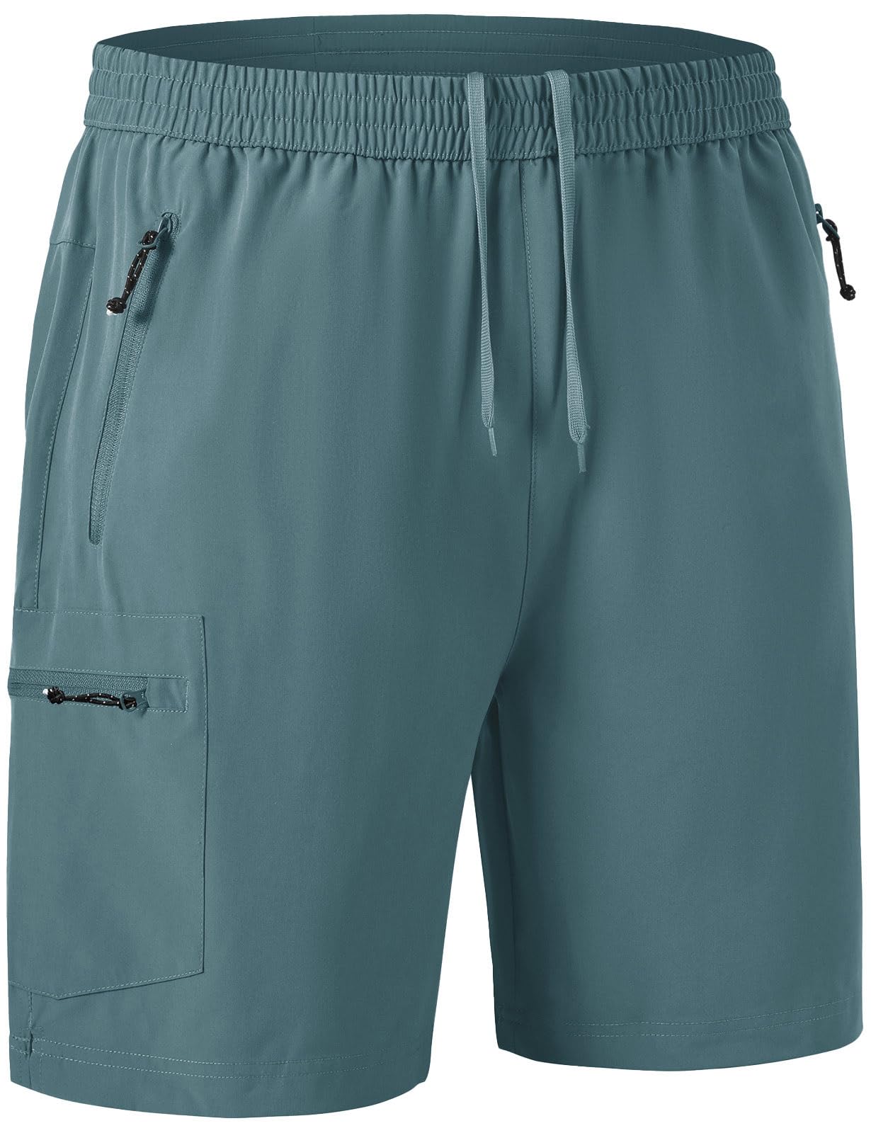 Rdruko Men's Quick Dry Hiking Shorts Lightweight Running Gym Outdoor Active Shorts with Zipper Pockets