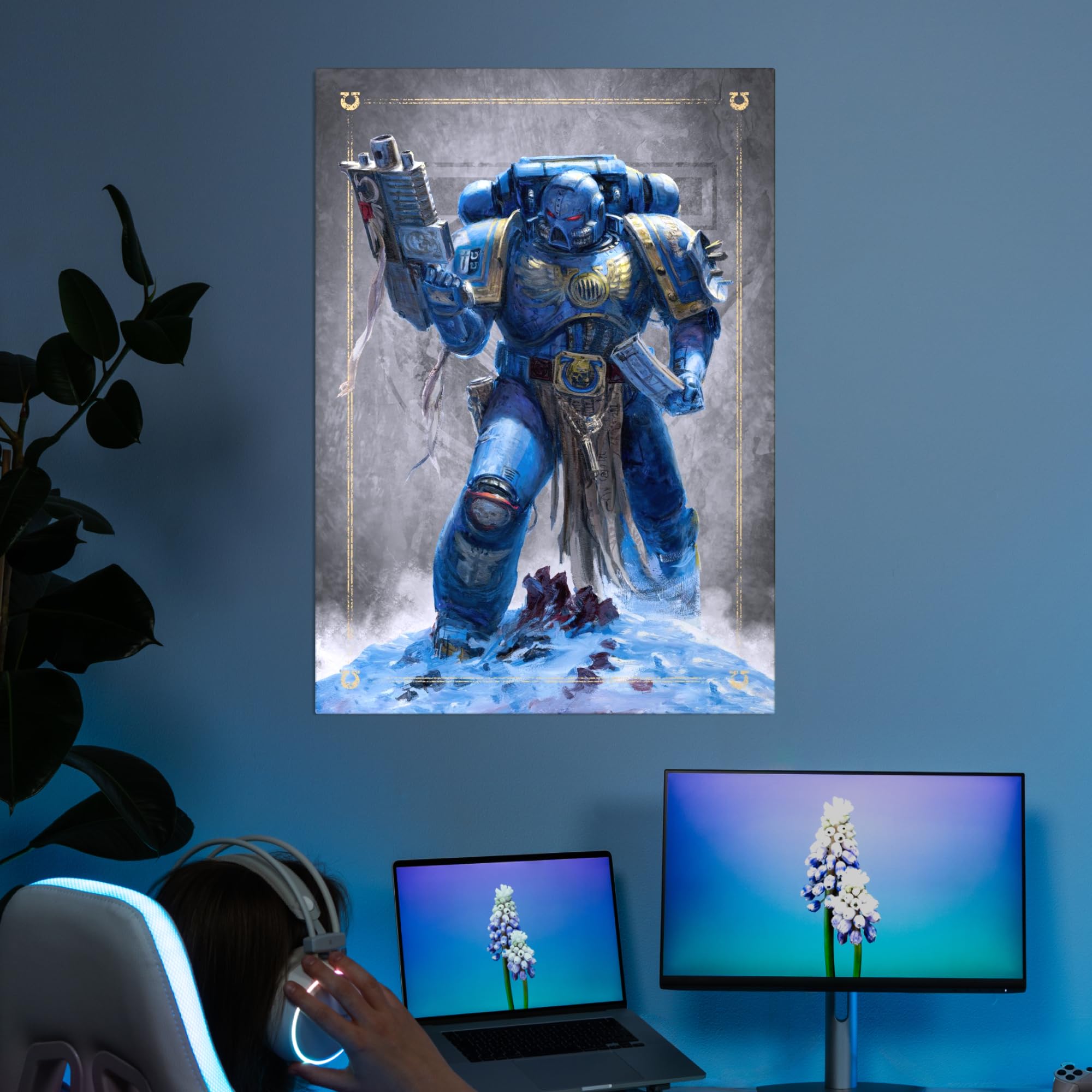 Displate - Poster in metallo - Wall Art - Warhammer - Space Marines - Ultramarine Battle Brother - Größe L - 67,5 x 48 cm Matt