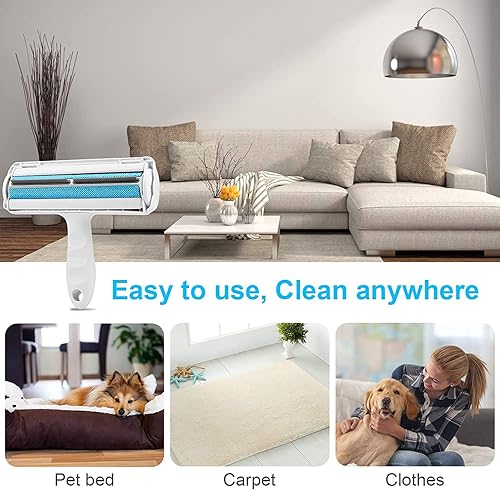 Miniatura 6 de Rodillo removedor de pelo de perrogato, cepillo reutilizable de depilación de mascotas para perros gatos animales, fácil de autolimpiar, con