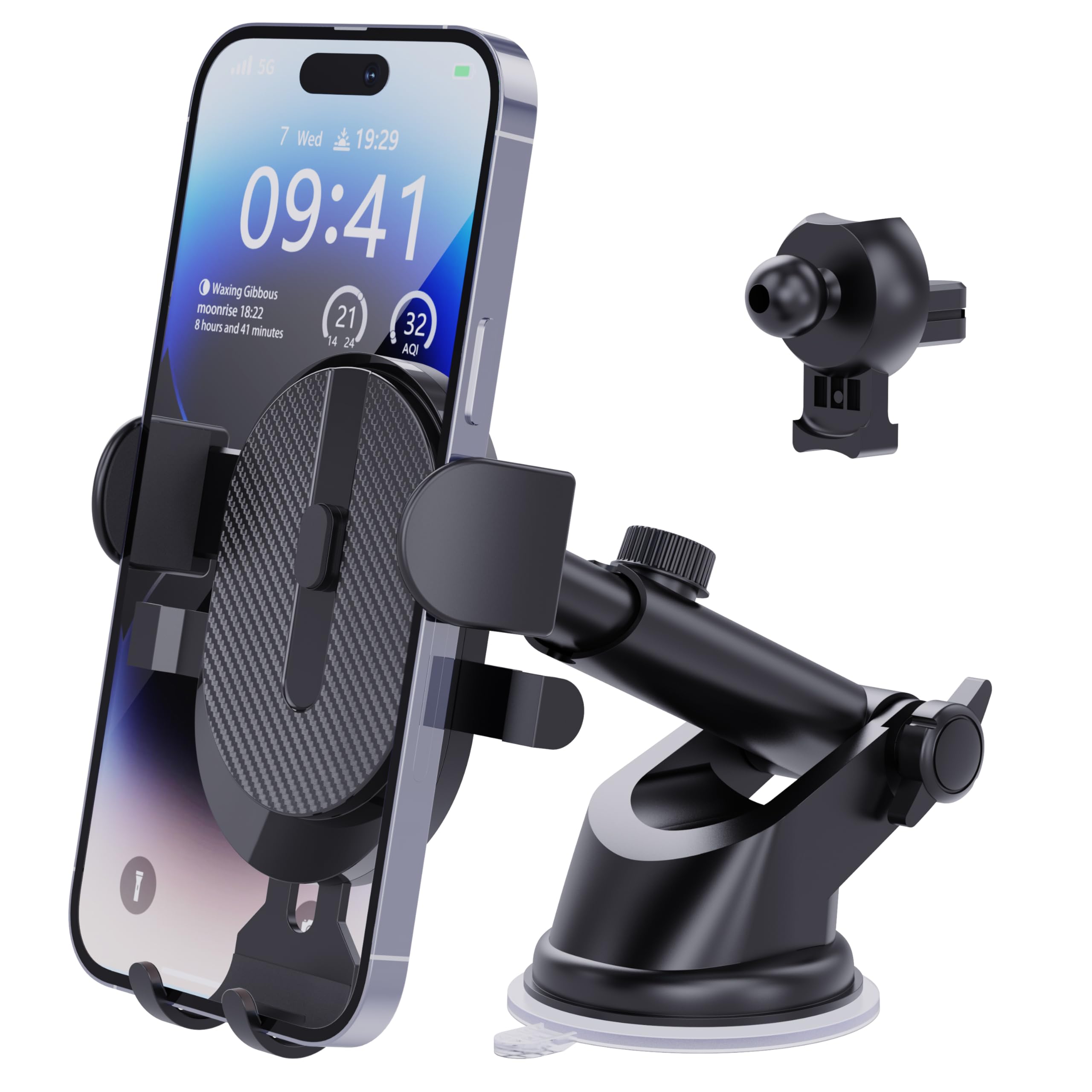 Car Phone Holders for Your Car Mount Windshield Universal Car Mount Phone Stand Car Accessories Cell Phone Car with Cup Base & Telescopic Arm