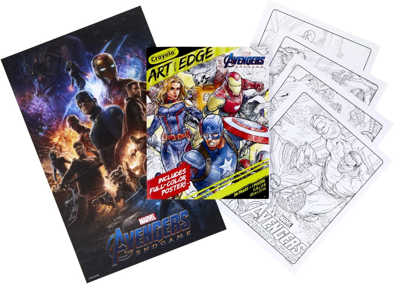 Crayola Art With Edge Marvel Avengers Coloring Pages (28pgs), Superhero Coloring, Adult Coloring Pages, 8"x10", Gift for Teens