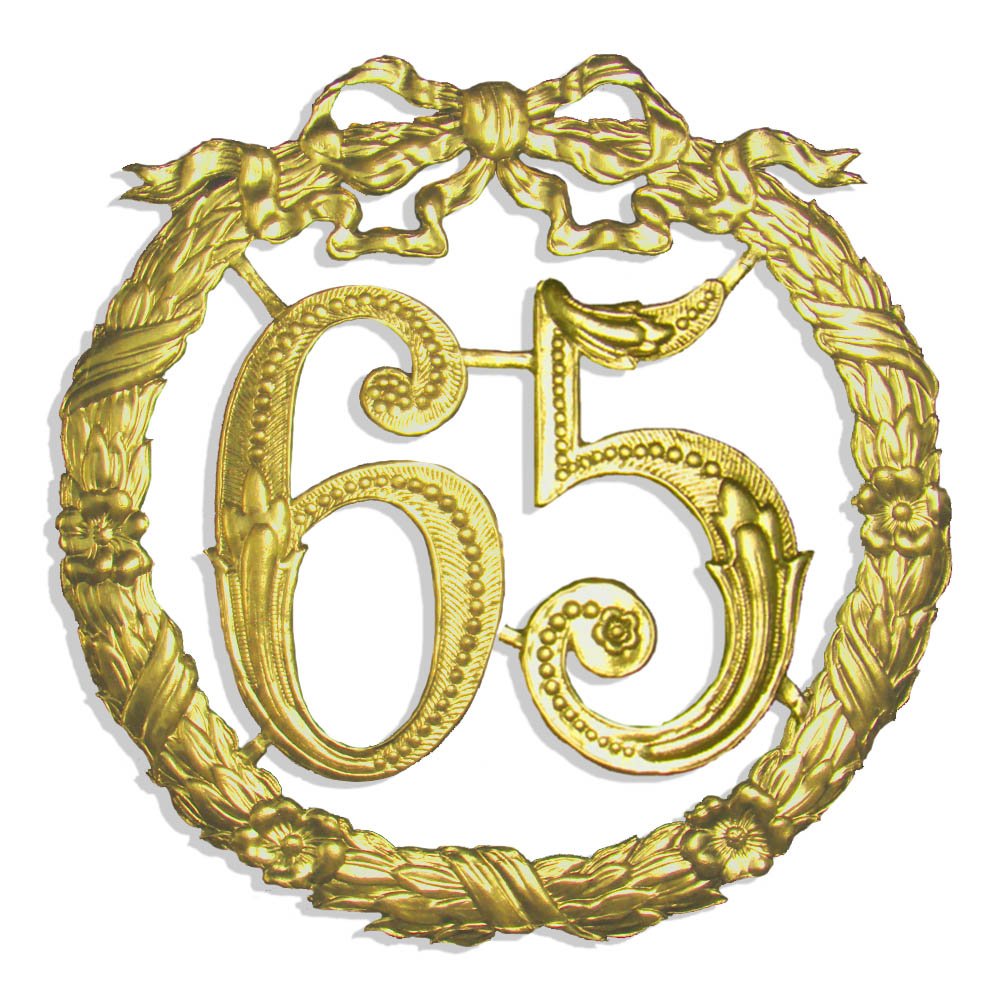 Kunze Dresden Party Anniversary Jubilee Number 65, 9-1/2-Inch, Gold
