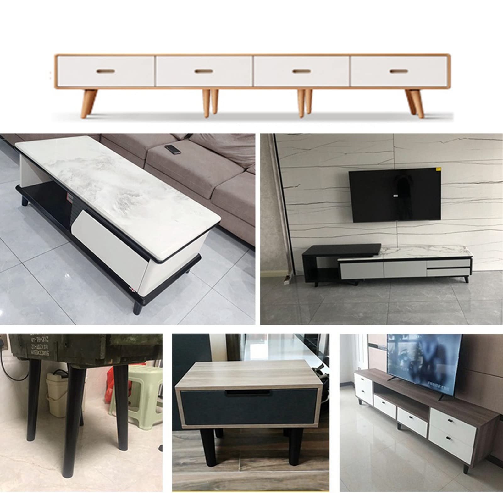 Juego de 4 Patas de sofá cónicas de Madera Maciza, Patas Modernas de Repuesto de Madera Negra, con Placas de Montaje, Almohadillas Protectoras de Fieltro, Tornillos, para gabinete de sofá de
