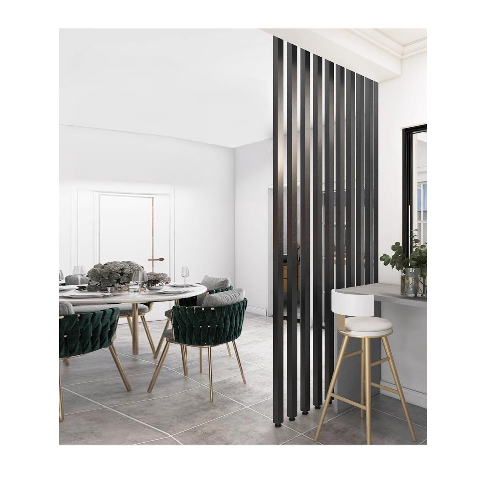 Entrance Hall Partition Screen Column Floor to Ceiling， Separadores de Cuartos,Room Divider Post Wooden Slats ，for Living Room Lobby Restaurant, Adjustable Height(6root,130cm/51.1in/4.26ft)