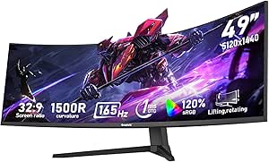 12 Best Best 49 Inch Ultrawide Monitor For QA Engineers In 2026 4 Gawfolk 49 inch Ultra-Wide Curved Gaming Monitor, DQHD (5120×1440), 165Hz, 1MS, FreeSync, Height Adjustable, HDMI 2.1 & DP 1.4, Black