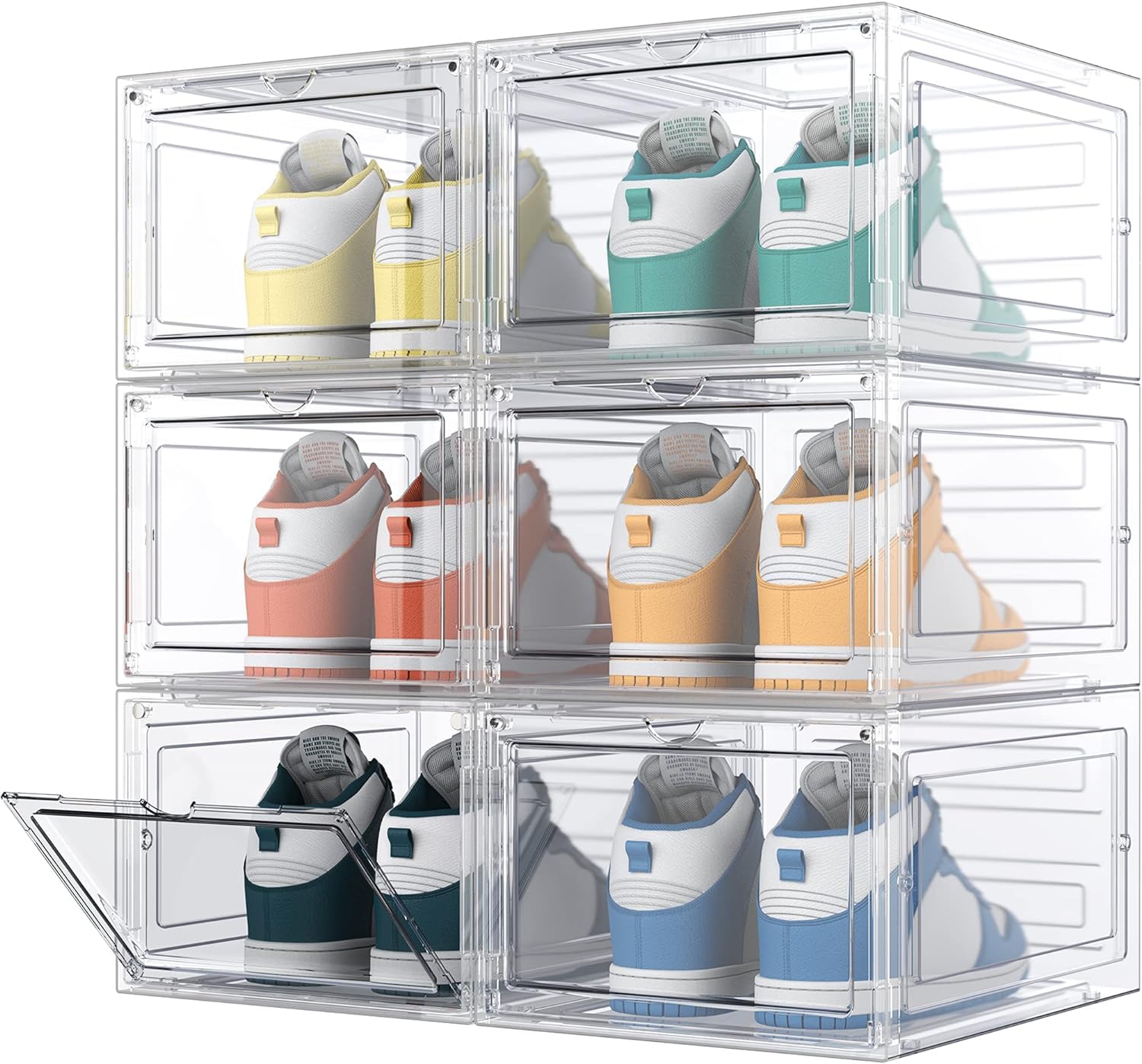 ADORBE Thicken & Sturdy Shoe Organizer with Magnetic Door, Stackable Shoe Storage Boxes, Clear Acrylic Shoe Box, Drop Front Shoe Boxes For Display Sneakers منظم احذية
