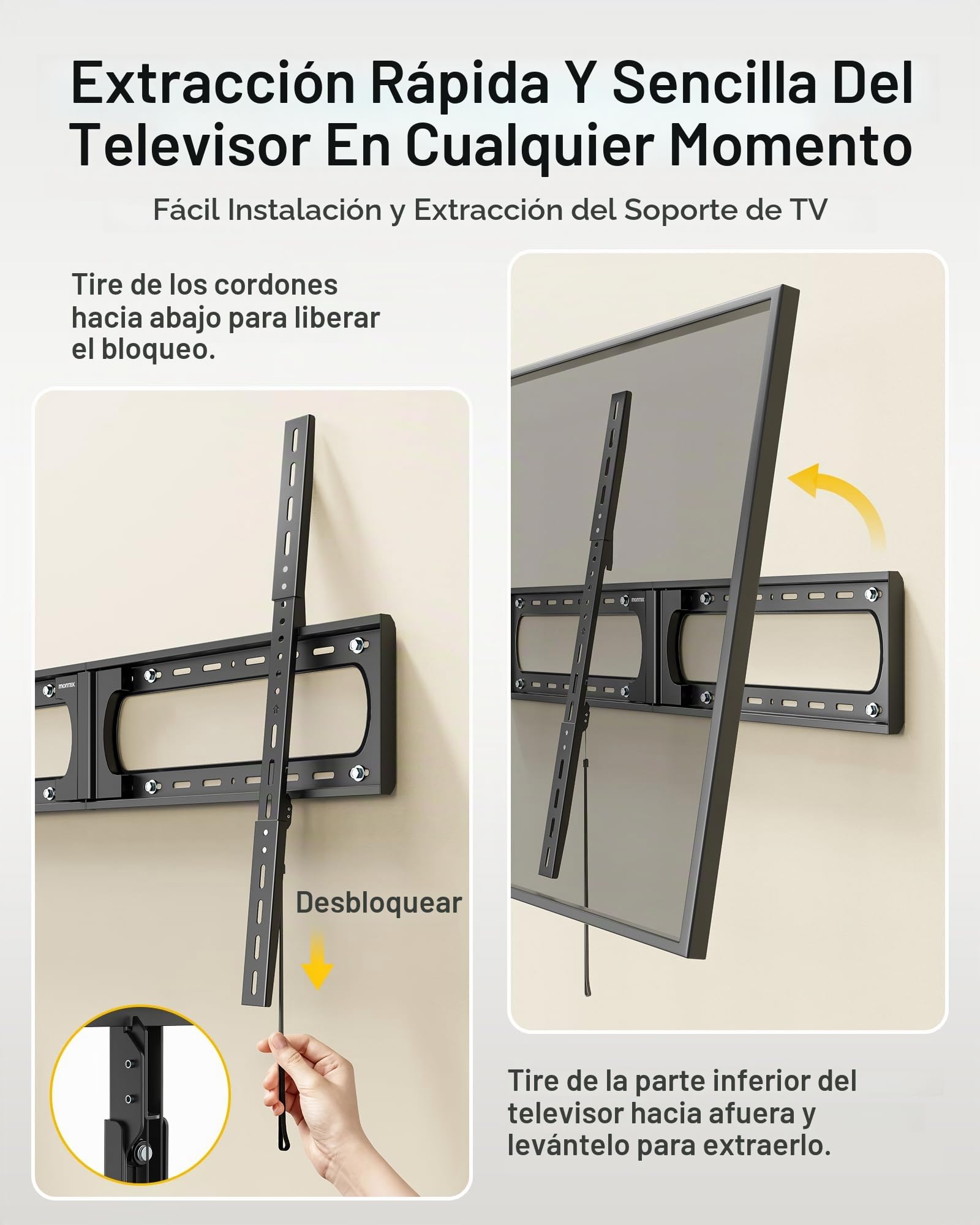 monTEK Soporte TV Pared Ultra Delgado 37-140 Pulgadas