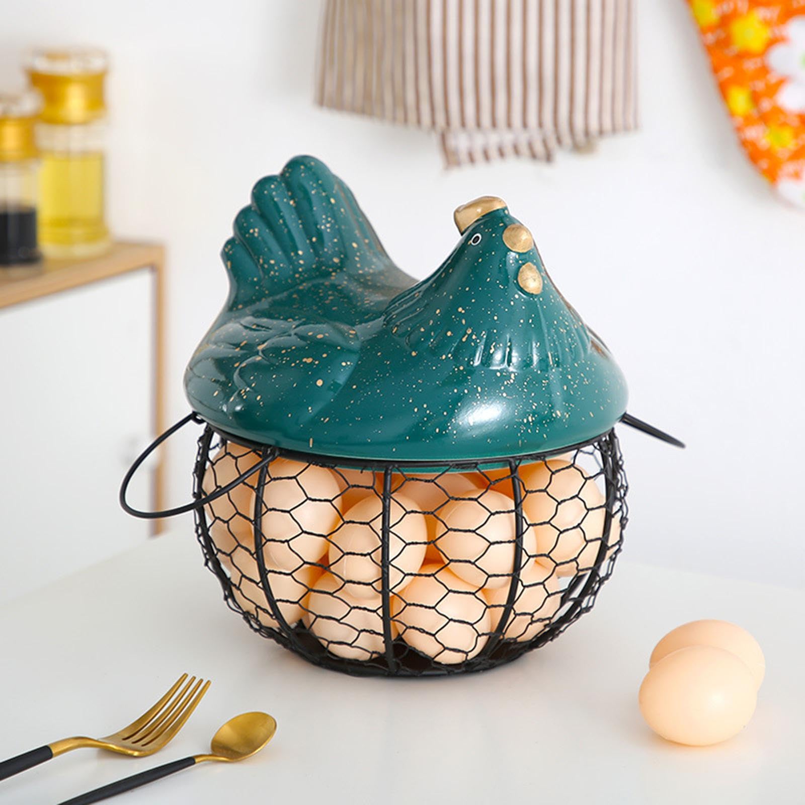 Cesta para Almacenar Huevos, Soporte para Huevos de, Organizador de Huevos de Granja, Contenedor de Huevos de Cocina, Negro con Punto pequeño, Individual