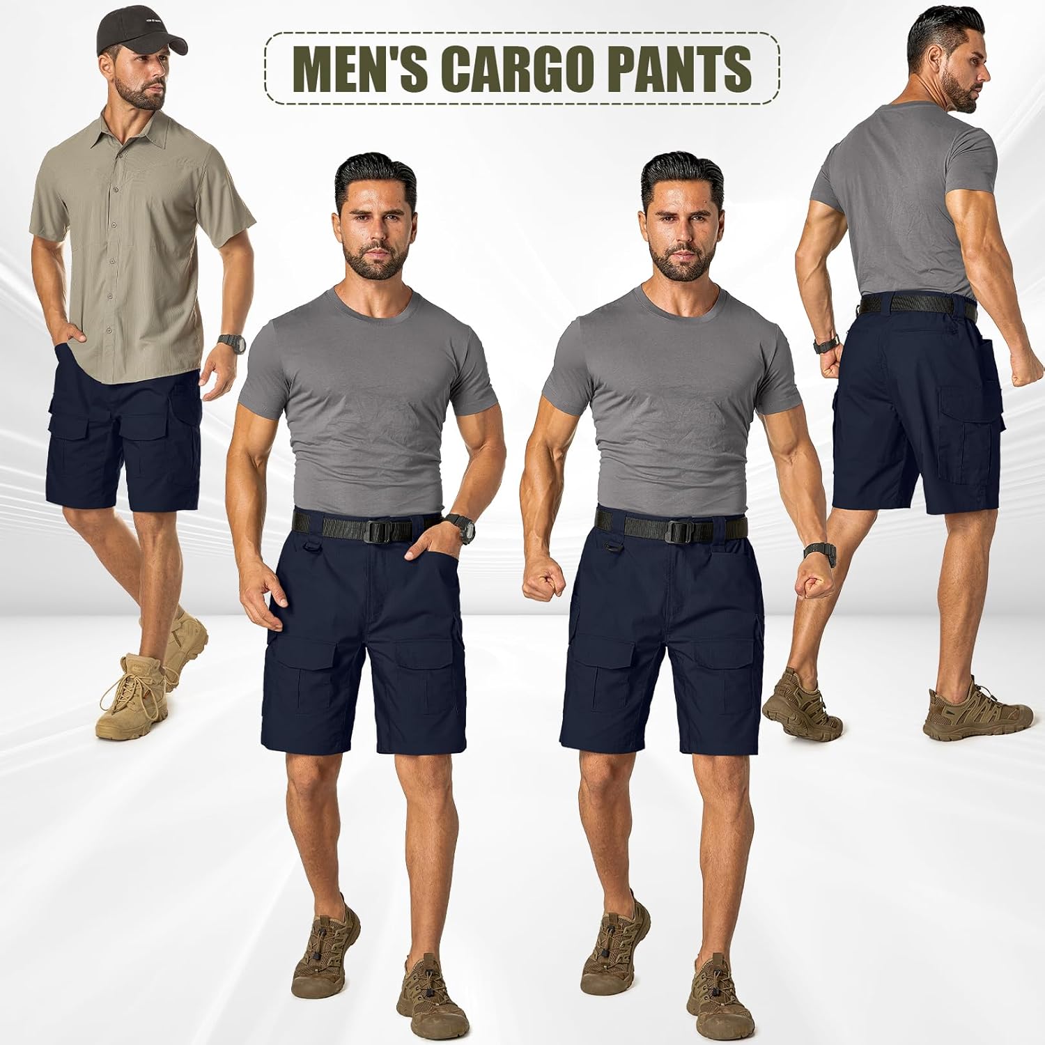 Mens Cargo Tactical Shorts Hiking BDU Wear Resistant Rip Stop Work Hiking Fishing Shorts for Men (No Belt) - Image 2