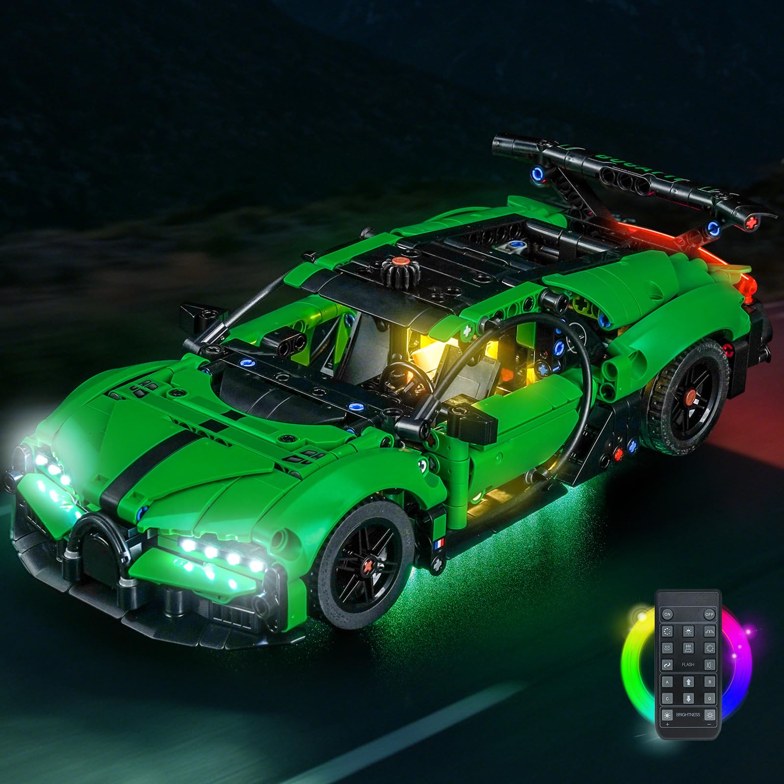 LED Lighting Compatible with LEGO Green Bugatti Chiron Pur Sport Hypercar 42241 - JUST Lights,Light Kit Compatible with LEGO Technic 42241,NOT Included The Model