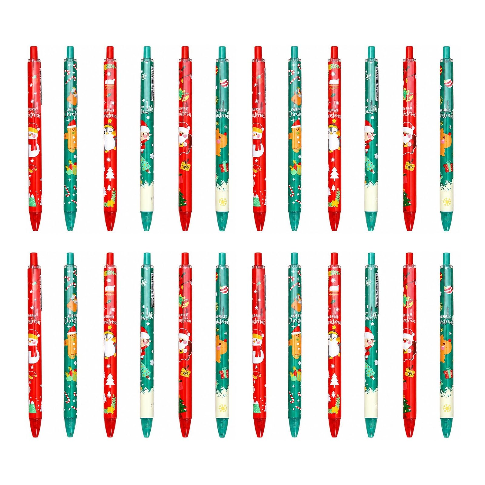 24 Pack Christmas Pens, Novelty Christmas Giftss, Festive Black Gel Ink
