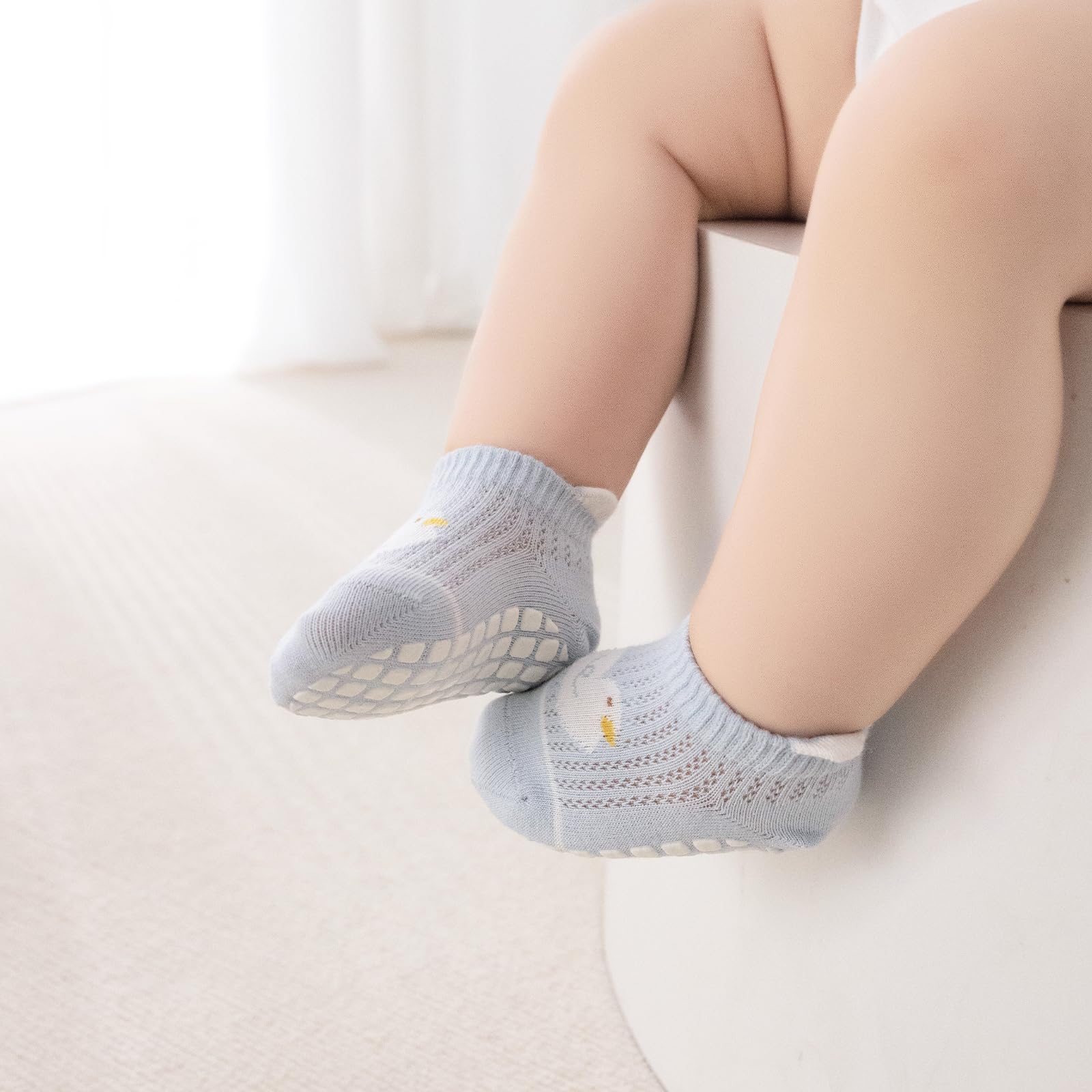 Bebé Antideslizante Tobillo Calcetines con Agarre Algodón Transpirables para Bebés Niños Niñas 5 Par Multicolores — view 6