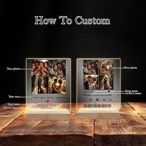 Miniatura 7 de V-DECORPARKS Customized Acrylic Plaque with Song, Personalized Music and Photo, Custom Picture Frame, Album Cover,Unique Gifts for Boyfriend,