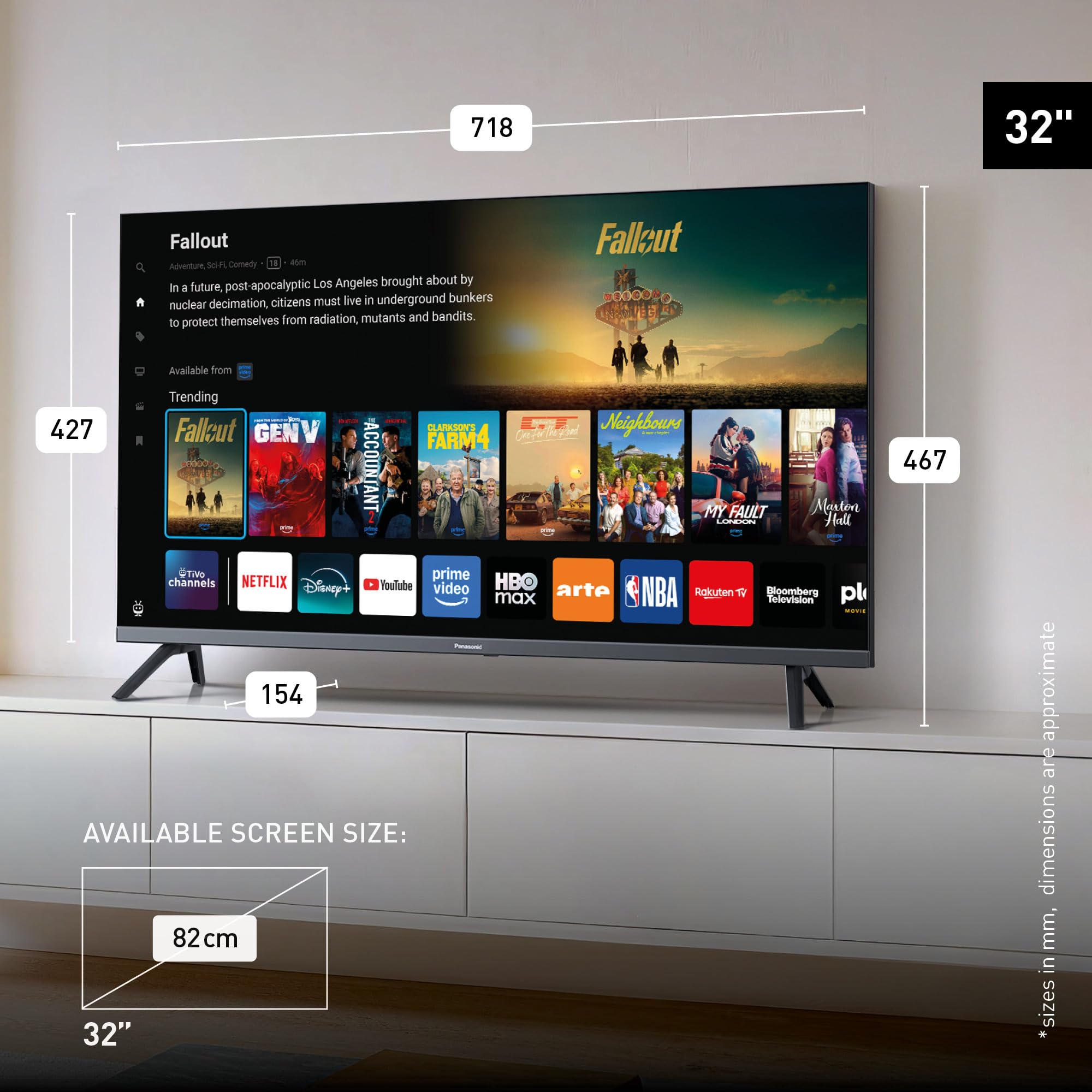 Panasonic TB-32S40C, HD LED TiVo Téléviseur, Smart TV | AI Colour Engine, Apple AirPlay, Bluetooth, Contrôle vocal TiVo, 60Hz, 32" (82cm), S40C Série, 2026