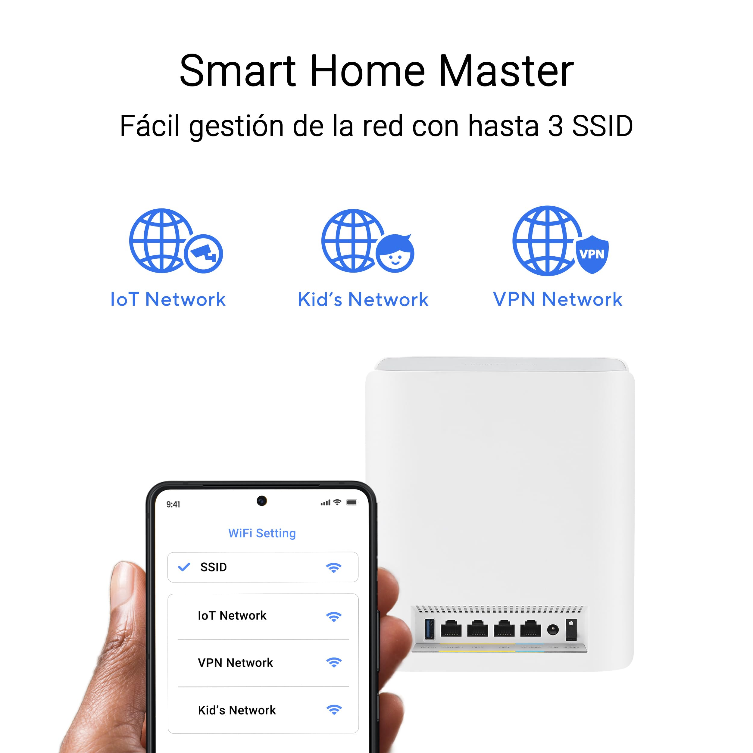 ASUS ZenWiFi BT8 2-Pack - WiFi 7 Mesh tribanda, 14 Gbps, Dos Puertos 2,5G, Seguridad y Control Parental incluidos, Smart Home Master SSIDs, 4G & 5G Mobile Tethering, Blanco