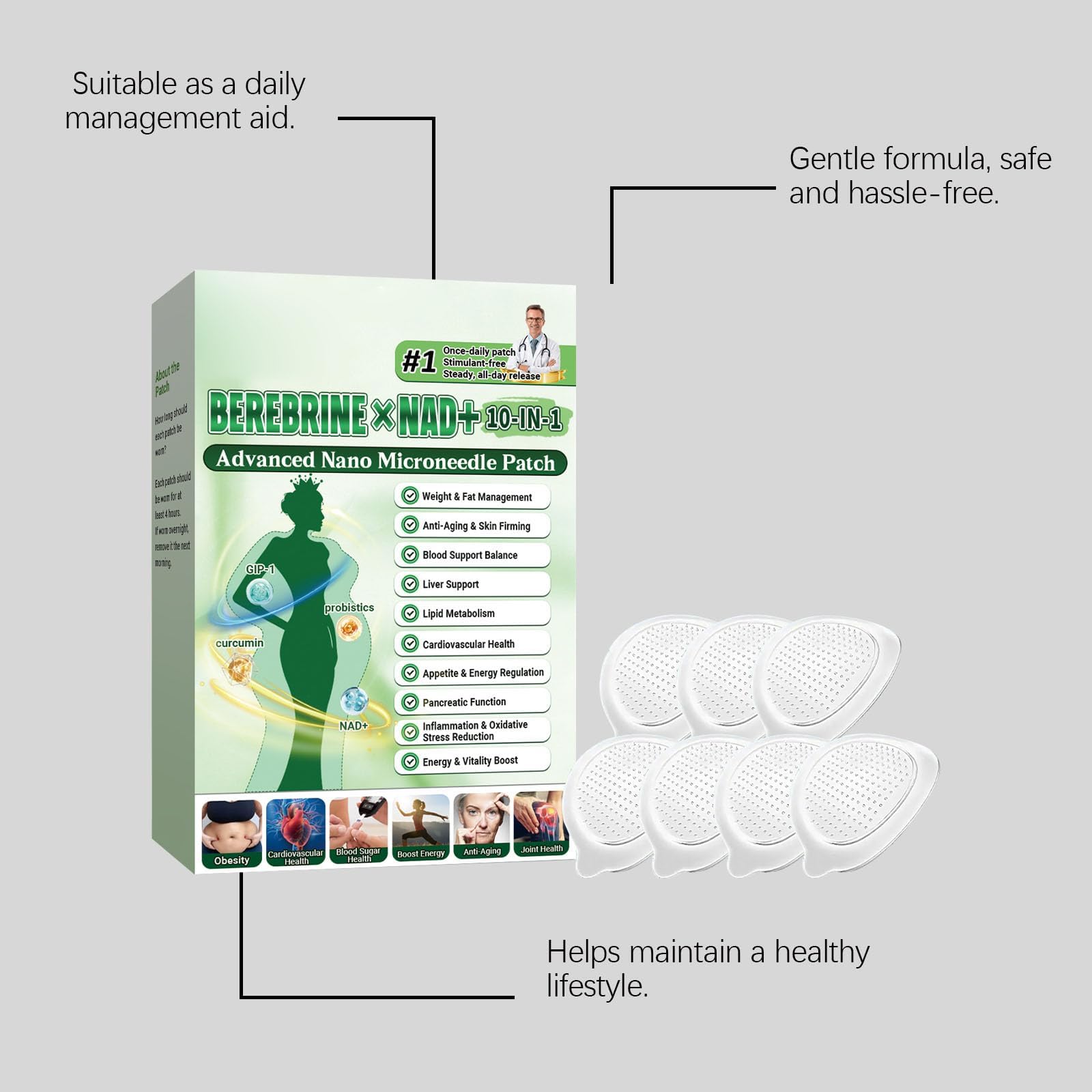 Patchs 10-en-1 Ingrédients Naturels Patchs pour Hommes et Femmes (6boîtes)