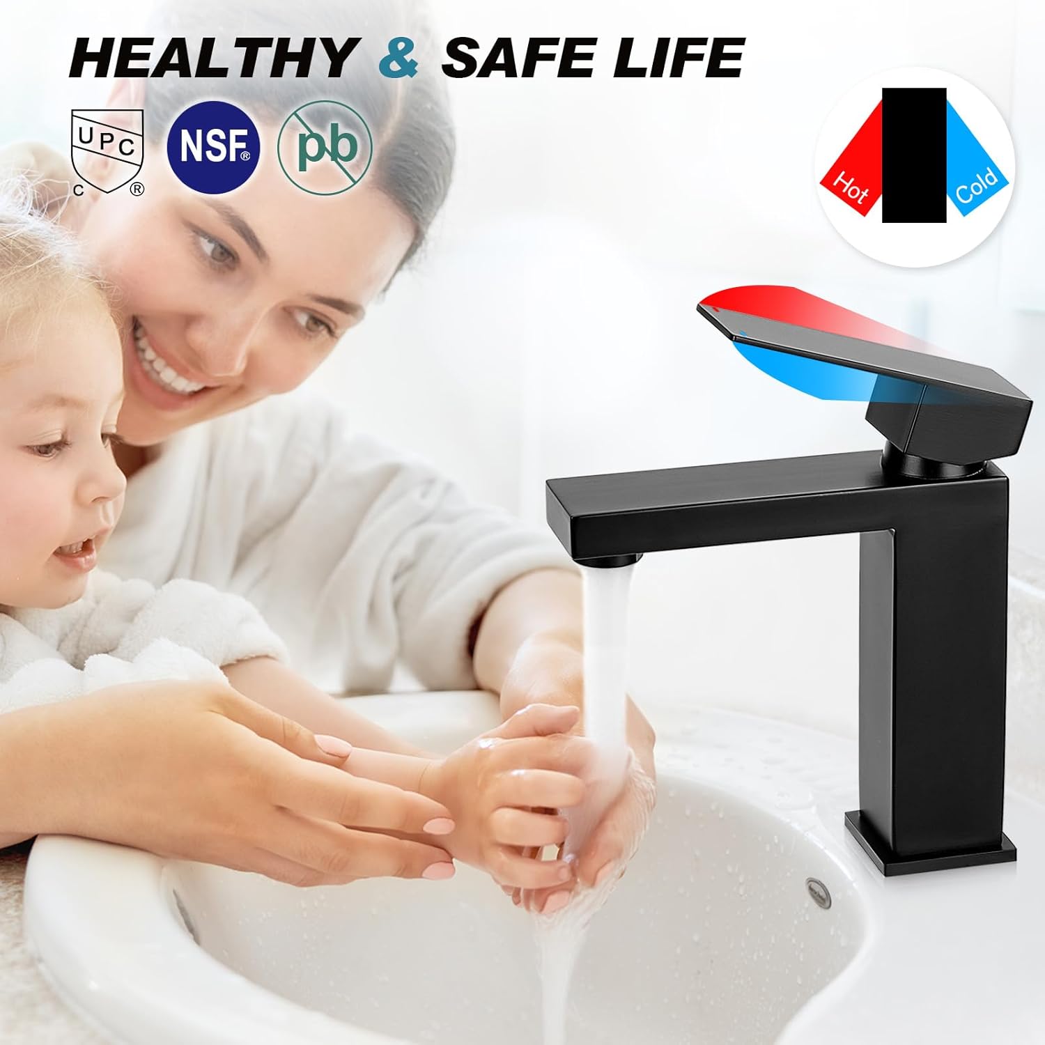 Matte Black Stainless Steel Single Handle Bathroom Faucet with Pop Up Drain