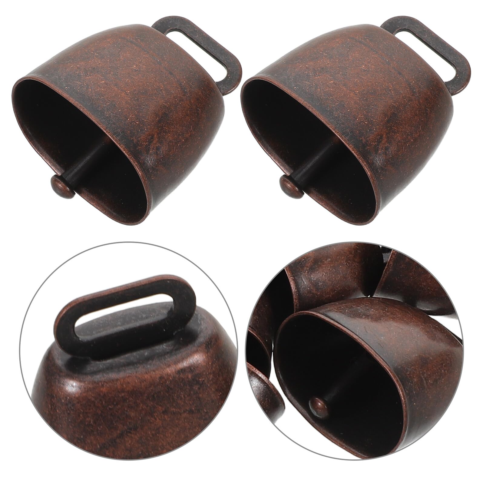 16 Pezzi Campanelli Rustici in Metallo per Animali da Fattoria, Campanaccio di Mucca Antifurto Rosso Scuro 35mm, Ciondolo Leggero Suono Nitido per Bovini, Pecore e Cani all’Aperto