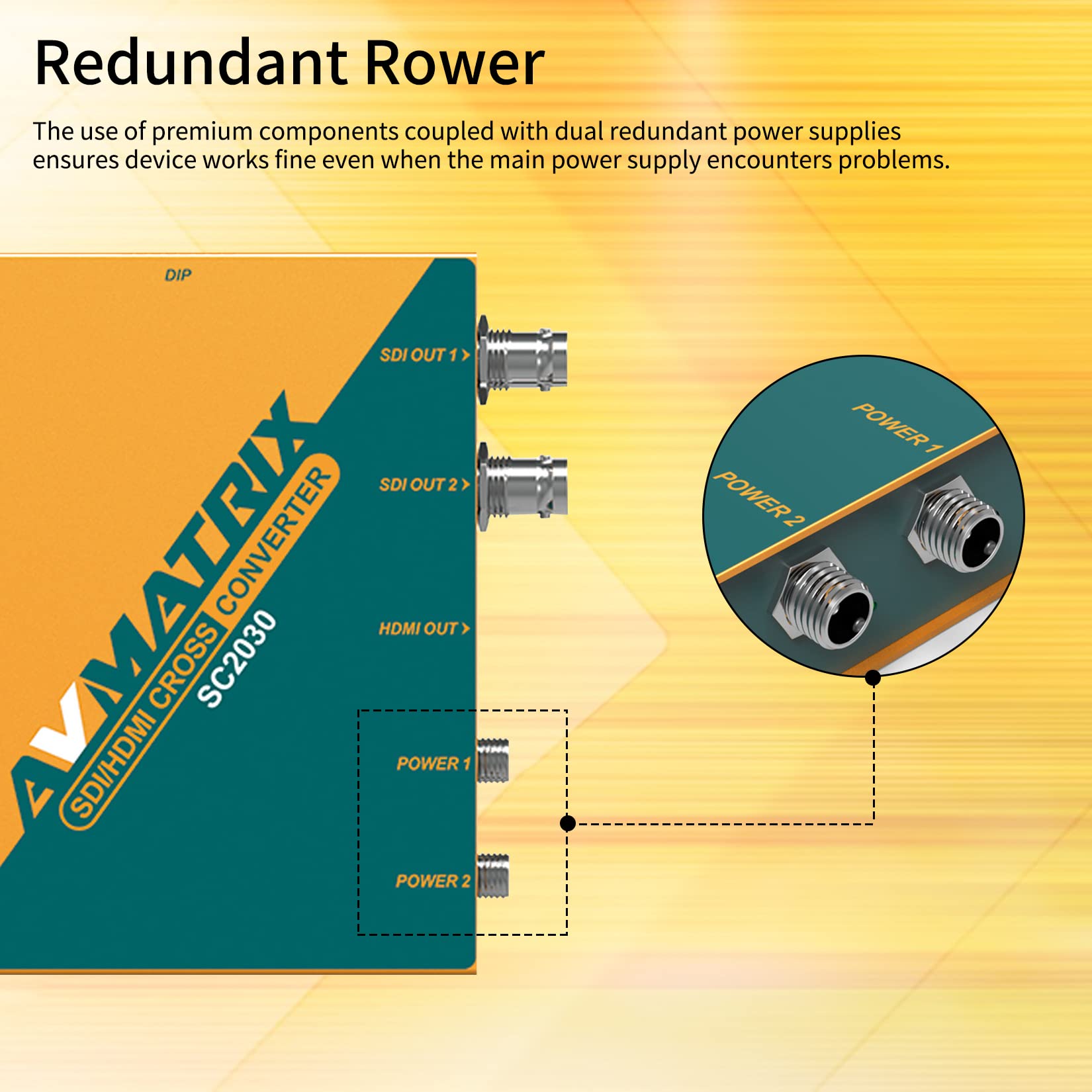 AVMATRIX SC2030 SDI/HDMI-Crosskonverter für Rundfunk- und AV-Postproduktionsanwendungen, Videokonverter mit integrierten DIP-Schaltern oder PC über Micro-USB