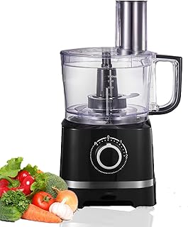 Robot da cucina multifunzione, (700 W, 29 funzioni, capacità di riempimento 12 bicchieri, disco da taglio 2 in 1 per montare, tritare, affettare, impastare emulsionare e frullare) nero