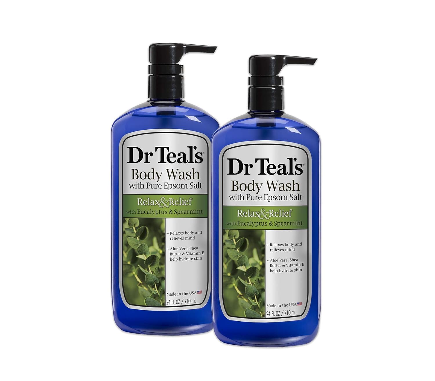 Dr Teal’s Body Wash, Relax & Relief with Eucalyptus & Spearmint 24 fl oz (Pack of 2)