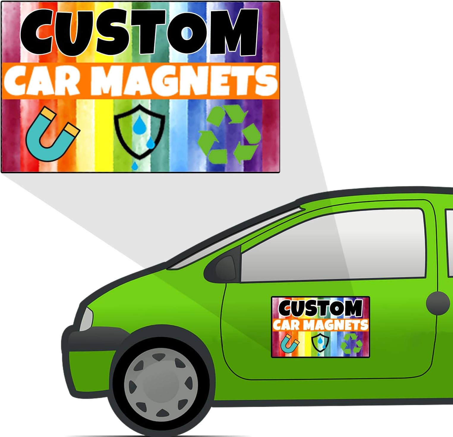 2 Pack Custom Car Magnet Sign, Custom Magnetic Bumper Sticker Customizable Magnet, Choose Your Text and Image, Customizable for Businesses, Advertising, Personal Use, Gifts, Multiple Size