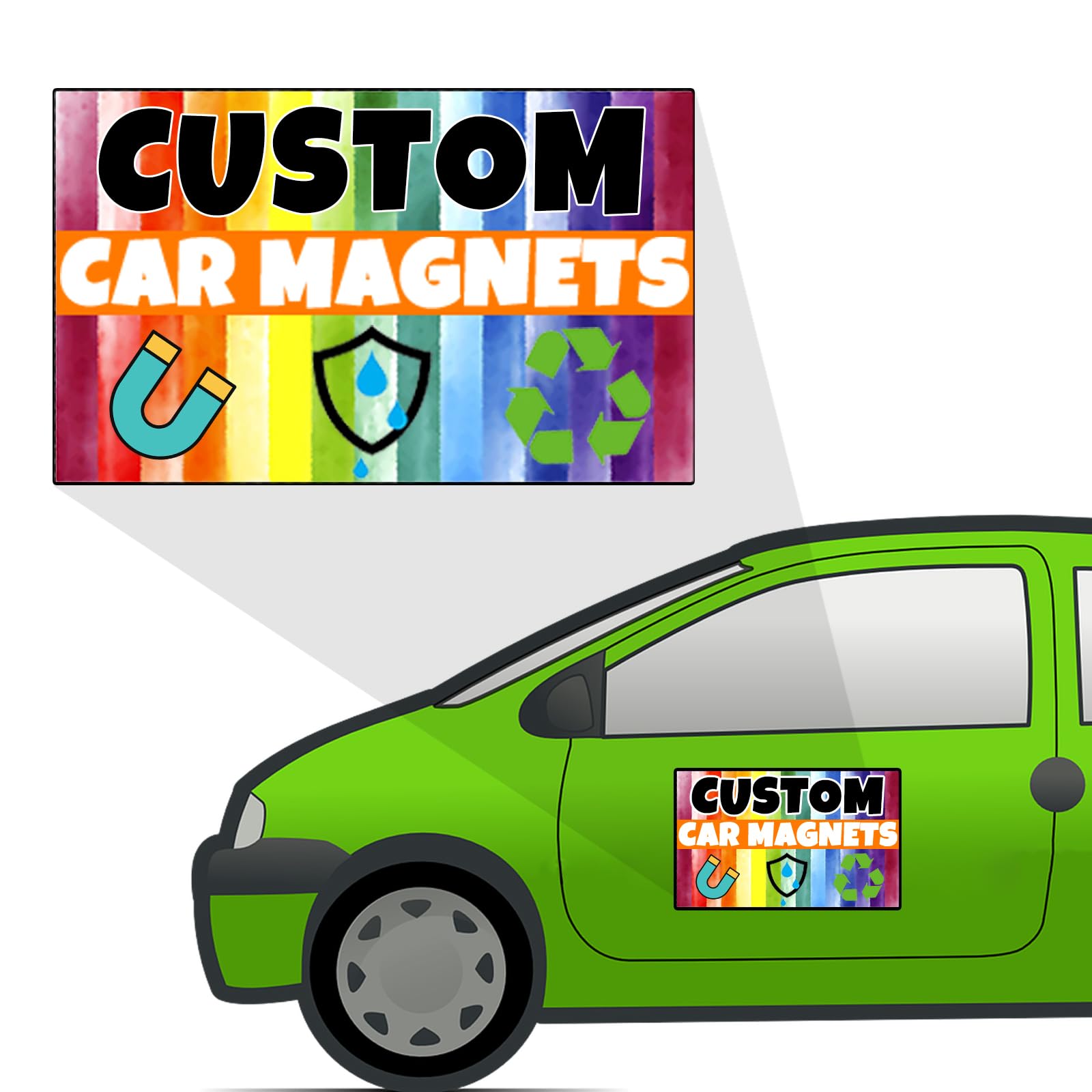 2 Pack Custom Car Magnet Sign, Custom Magnetic Bumper Sticker Customizable Magnet, Choose Your Text and Image, Customizable for Businesses, Advertising, Personal Use, Gifts, Multiple Size