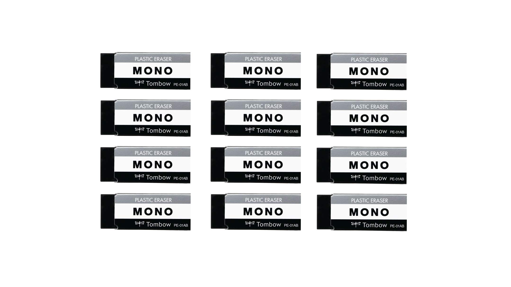 Tombow Mono Plastic Eraser, Small, (Black, 12)