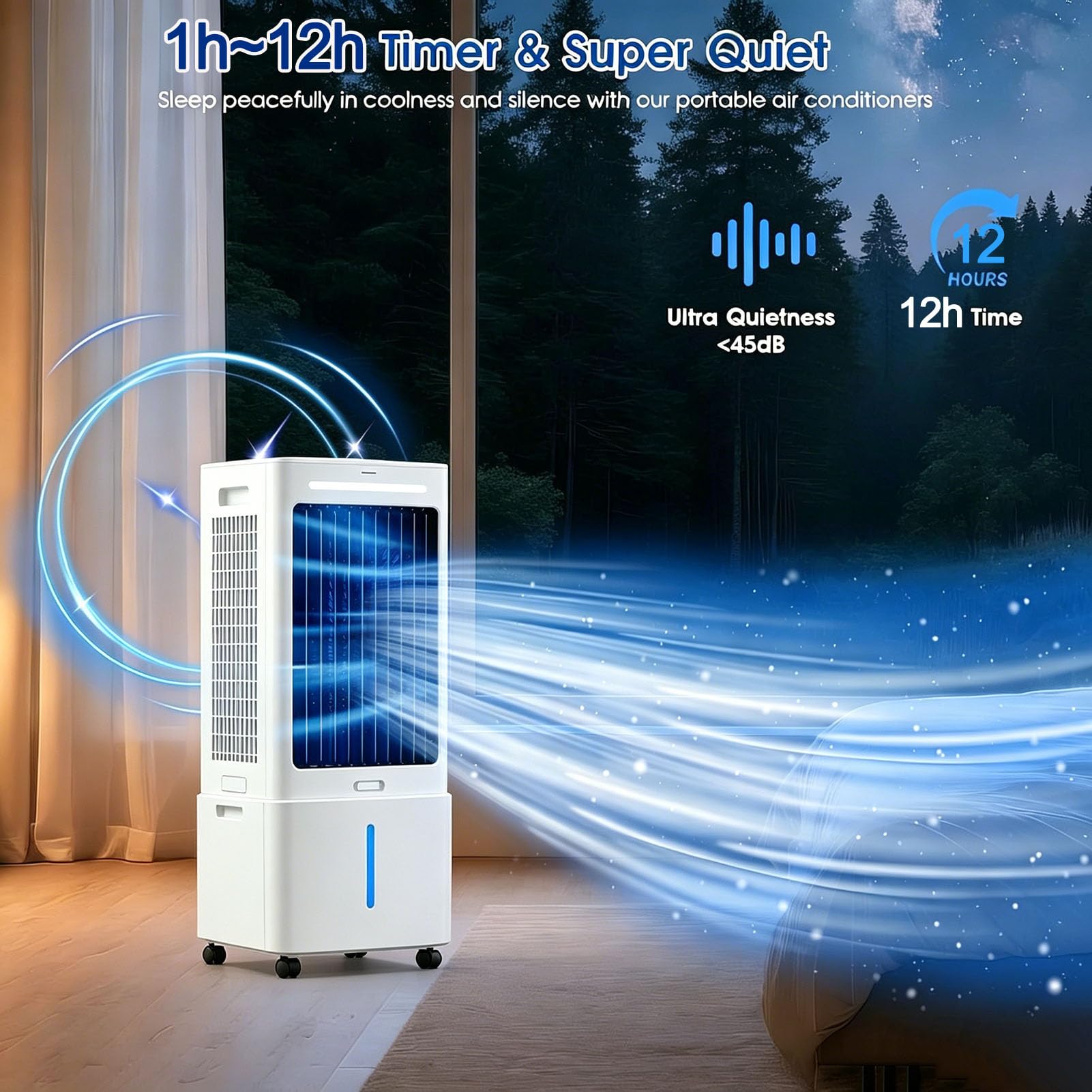24L Climatizador Evaporativo, 65W, Función Fría, Ionizado y Ventilador, 3 Velocidades, 3 Modos, Panel Táctil, Temporizador 12h, Mando a Distancia, para Oficina Hogar