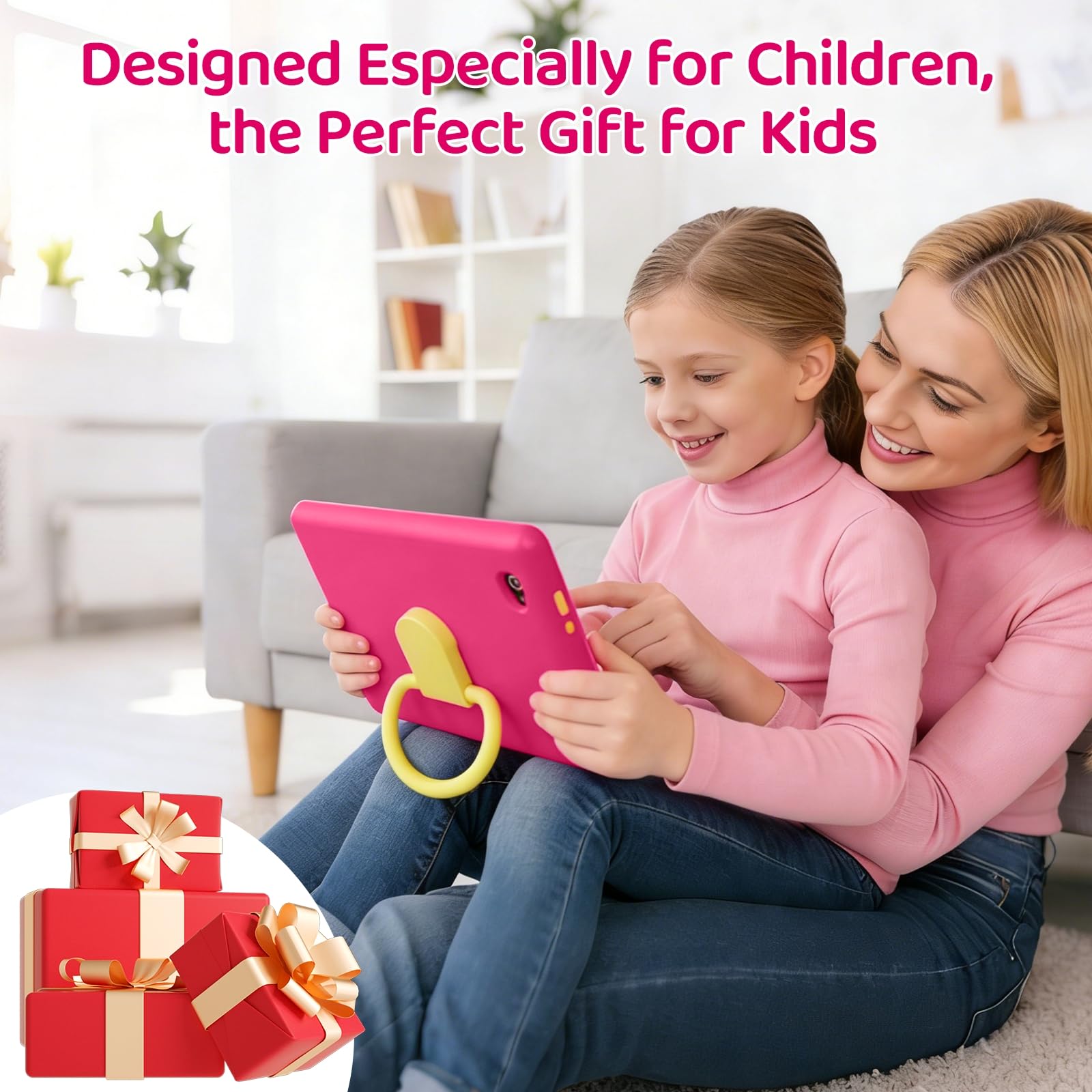 Tablet Bambini Android 16 Pollici 10, 20GB RAM 1TB TF, Batteria 6000mAh, WiFi 6/BT 5.3 - Rosa
