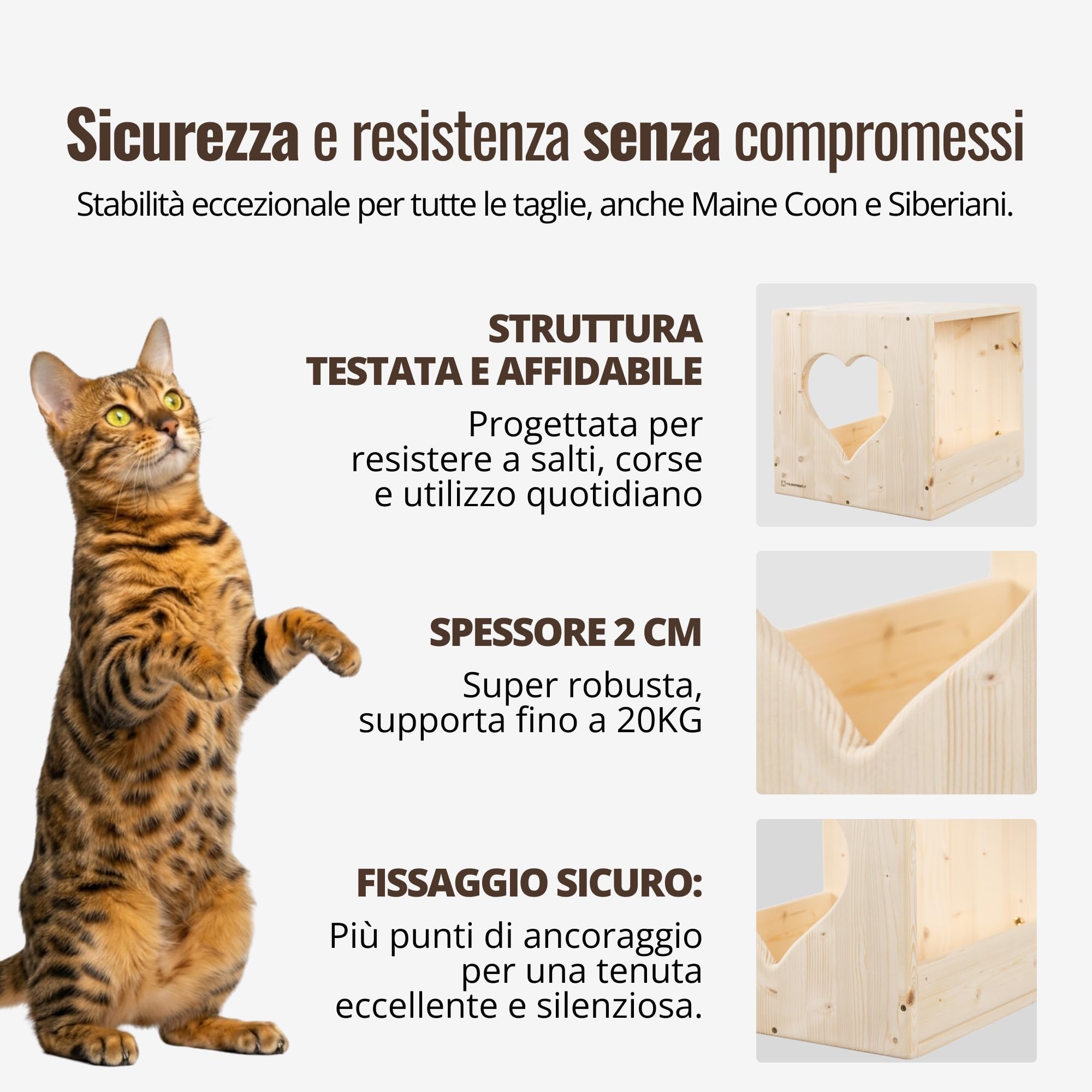 Cubo Cuccia Gatto 40x40x40cm, in Legno d'Abete PEFC Fatto a Mano, grafica Cuore e Cuscino Verde Lavabile, Cuccia per Gatti per Riposo, Giocare, e arrampicarsi, fino a 20 KG – Percorsipergatti