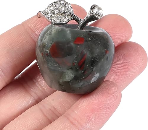Miniatura 8 de Estatua de manzana de piedra lunar natural, escultura de cristal curativo, adorno para el hogar, decoración de boda, 1 pulgada