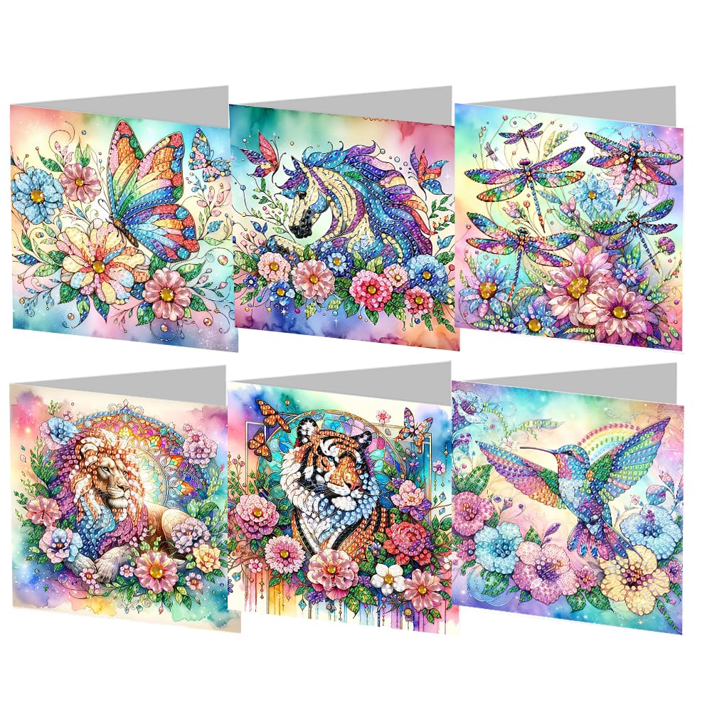 KOBONA 6Pcs Snowman DIY Diamond Painting Card Rhinestone Painting Card Kit Diamond Painting Greeting Card for Holiday Party Favors (LK04)