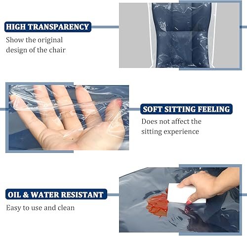 Miniatura 4 de Paquete de 4 fundas de plástico para sillas de comedor de tamaño completo, protectores de asiento de PVC transparente para comedor, fundas