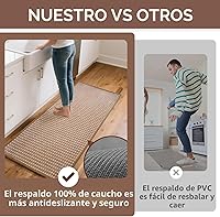 Vista 6 de Alfombras de cocina antideslizantes, lavables, súper absorbentes, para piso, parte trasera de goma, suaves y trenzadas, para fregadero, fácil