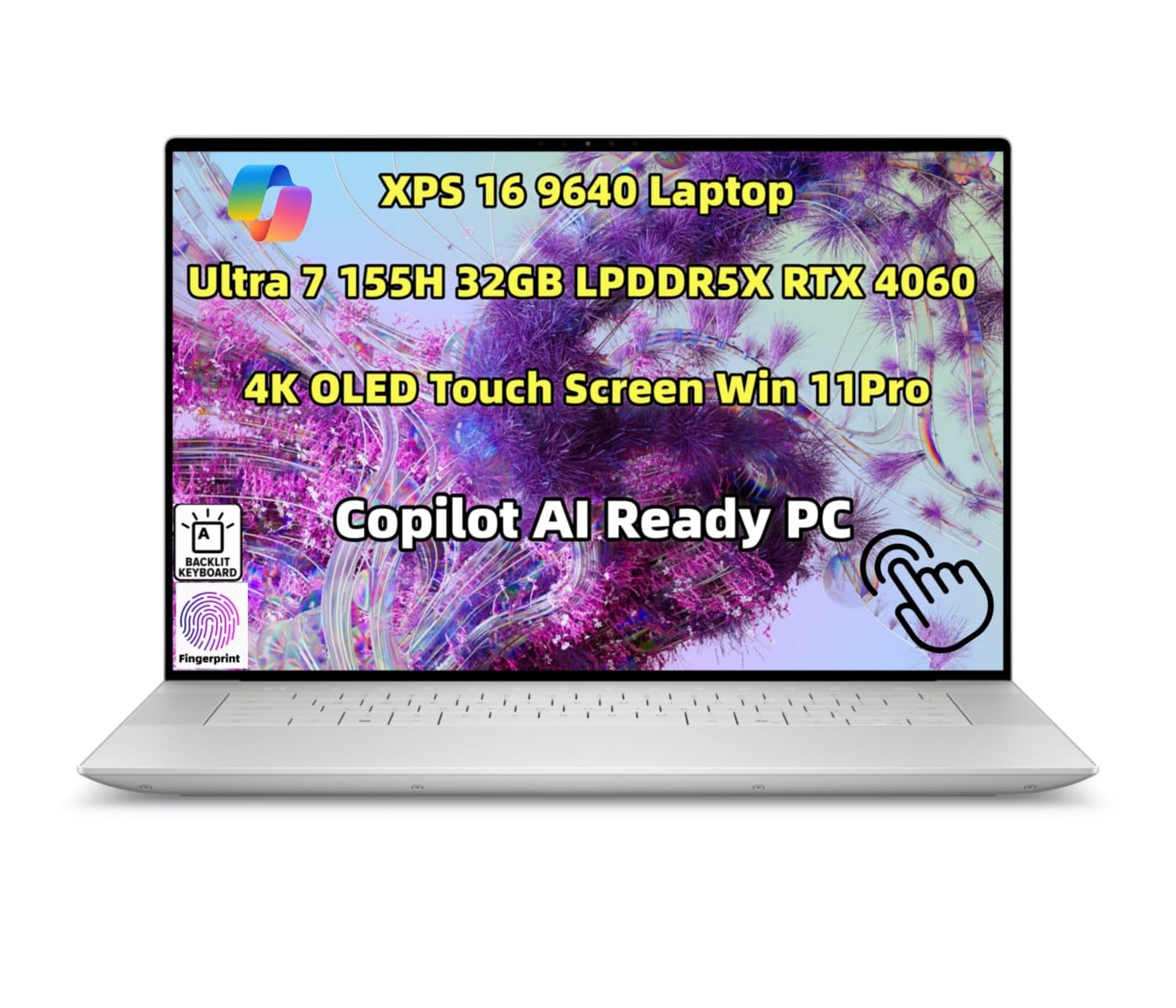 New XPS 16 9640 Powerful AI Laptop 16.3 inch OLED 4K Touch Screen 16 Cores Ultra 7 155H 32GB RAM 1TB SSD Geforce RTX 4060 Graphics Webcam Backlit Fingerprint WiFi 7 Thunderbolt 4 Win 11 Pro Platinum