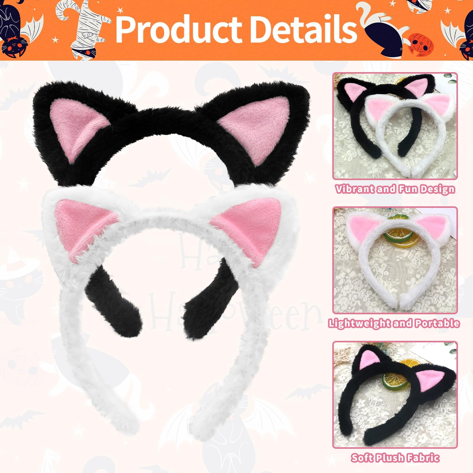 FRCOLOR Cerchietto Con Orecchie Di Gatto In Peluche, Accessorio Per Cosplay, Feste E Compleanni, Per Donne, Ragazze E Bambini