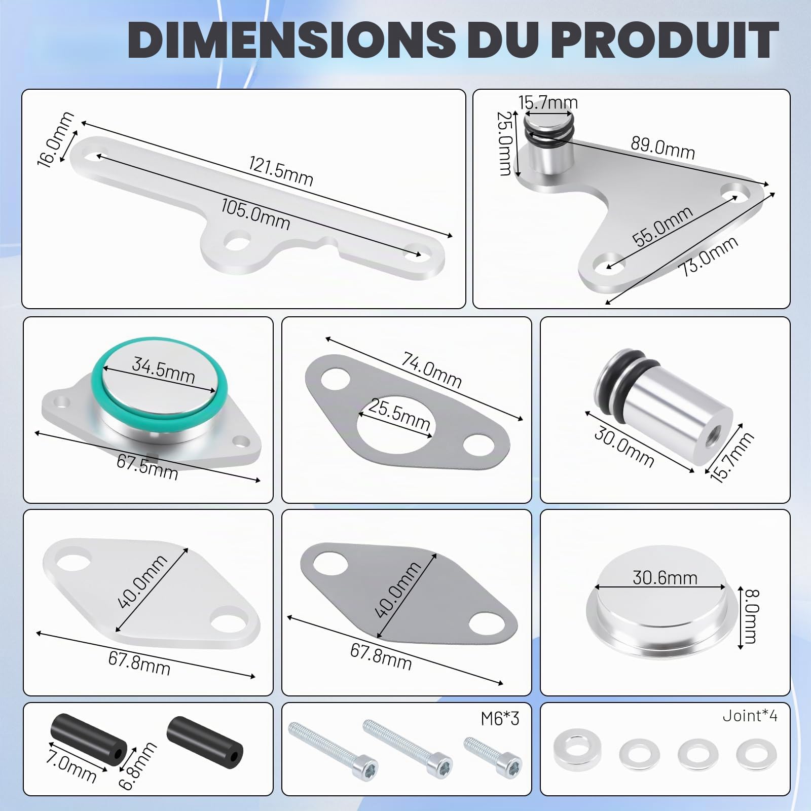 Kit de Suppression Vanne EGR pour N47 N47S 2.0 Moteurs Diesel, 17 pièces refroidissement EGR Rechange Suppression Compatible avec E81 E87 E88 E82 E90 E91 E92 E93 E60 E61