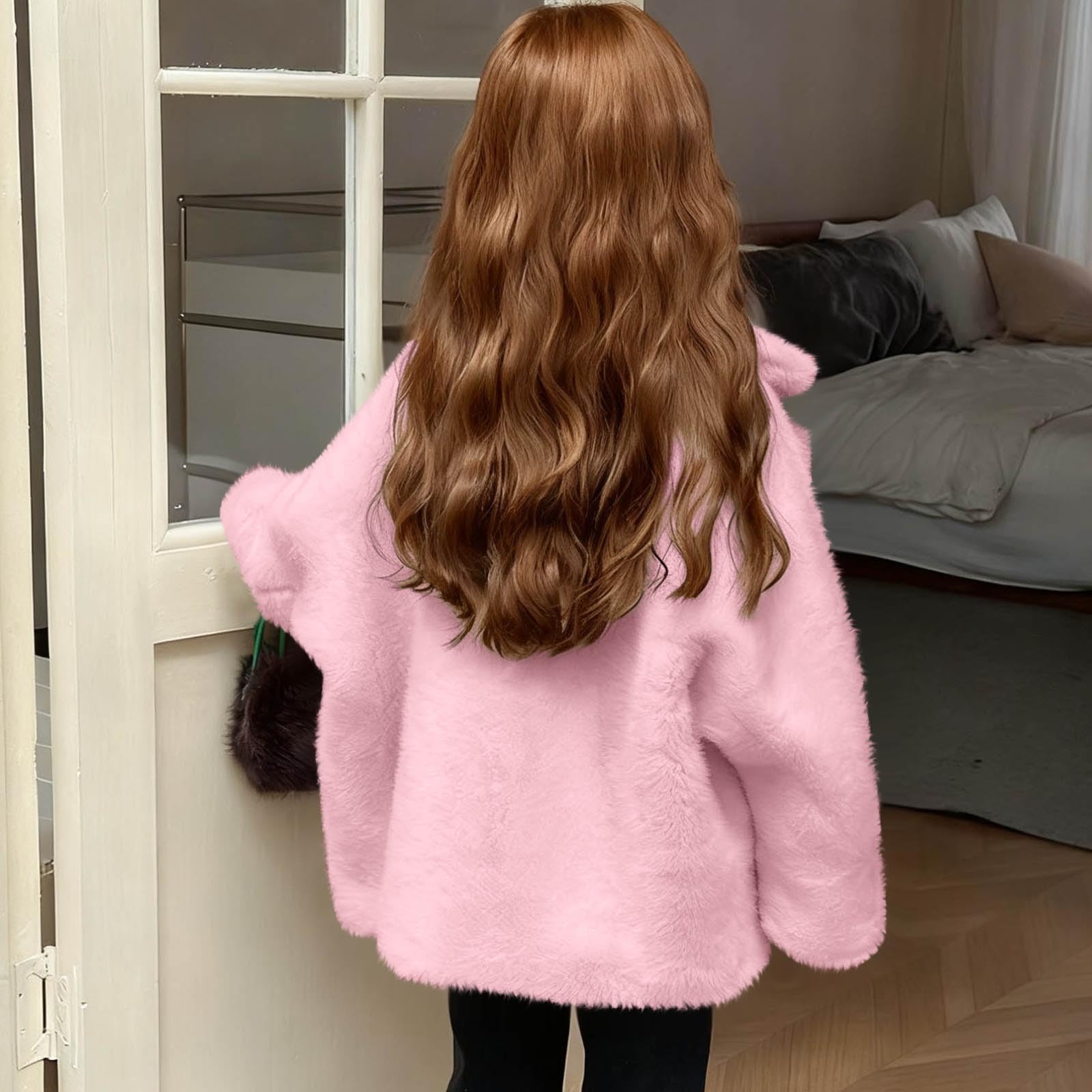 Cappotto in pelliccia sintetica per bambini, giacca invernale con risvolto, antivento, spesso, a maniche lunghe, con bottoni, giacche in pile caldo capispalla da 5-14 anni