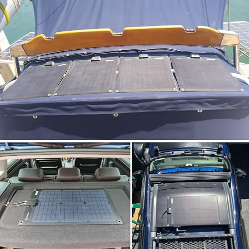 Miniatura 4 de Lensunsolar Panel solar flexible ETFE negro de 20 W 12 V, 18.5 x 12 pulgadas, ultra delgado, ultra ligero, células solares PERC mono de alta