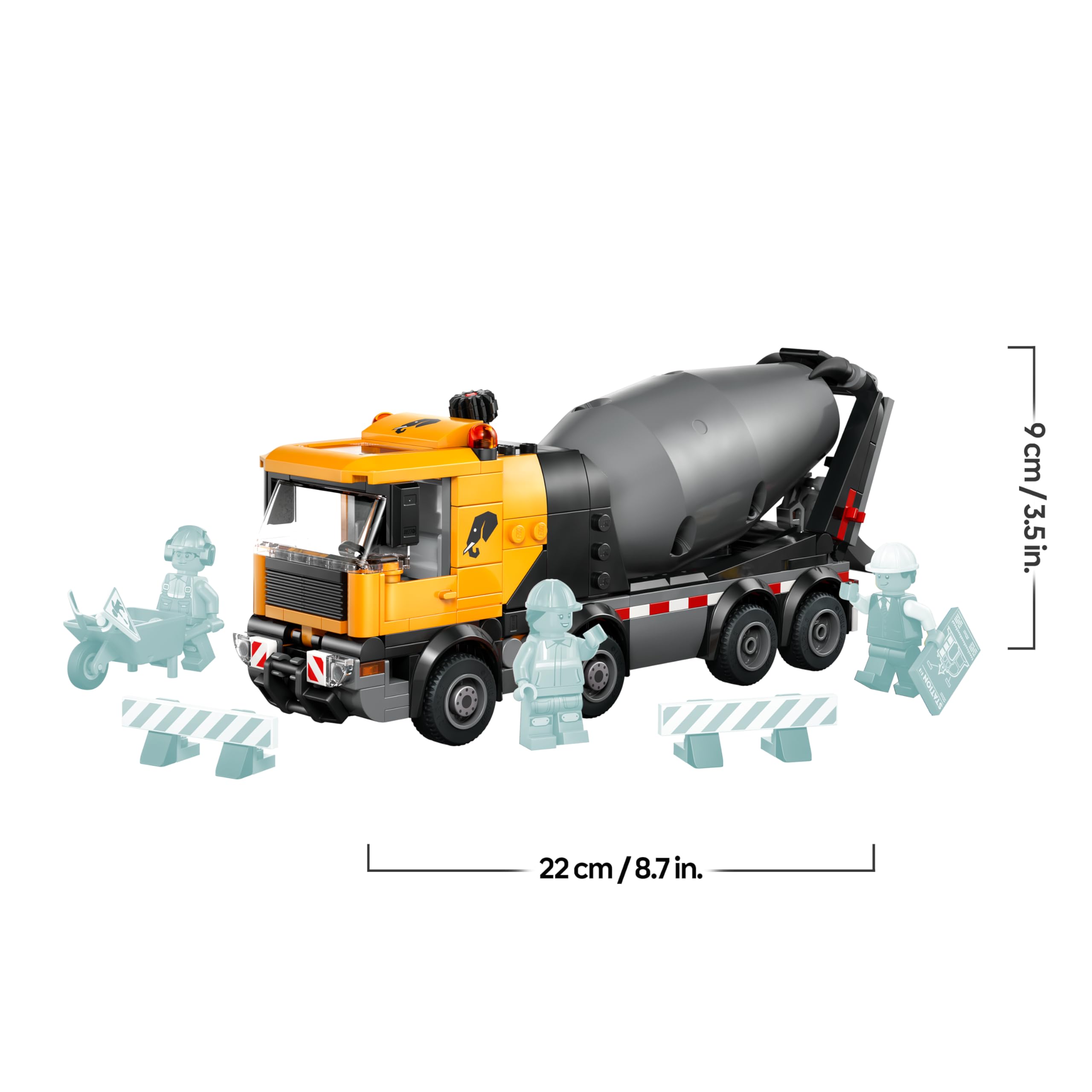 LEGO City Betonmischer - Lehrreiches Baufahrzeug Spielzeug mit 3 Minifiguren, drehbarer Trommel & Ausgießfunktion - Geburtstagsgeschenk für Jungen ab 7 Jahren - 60478