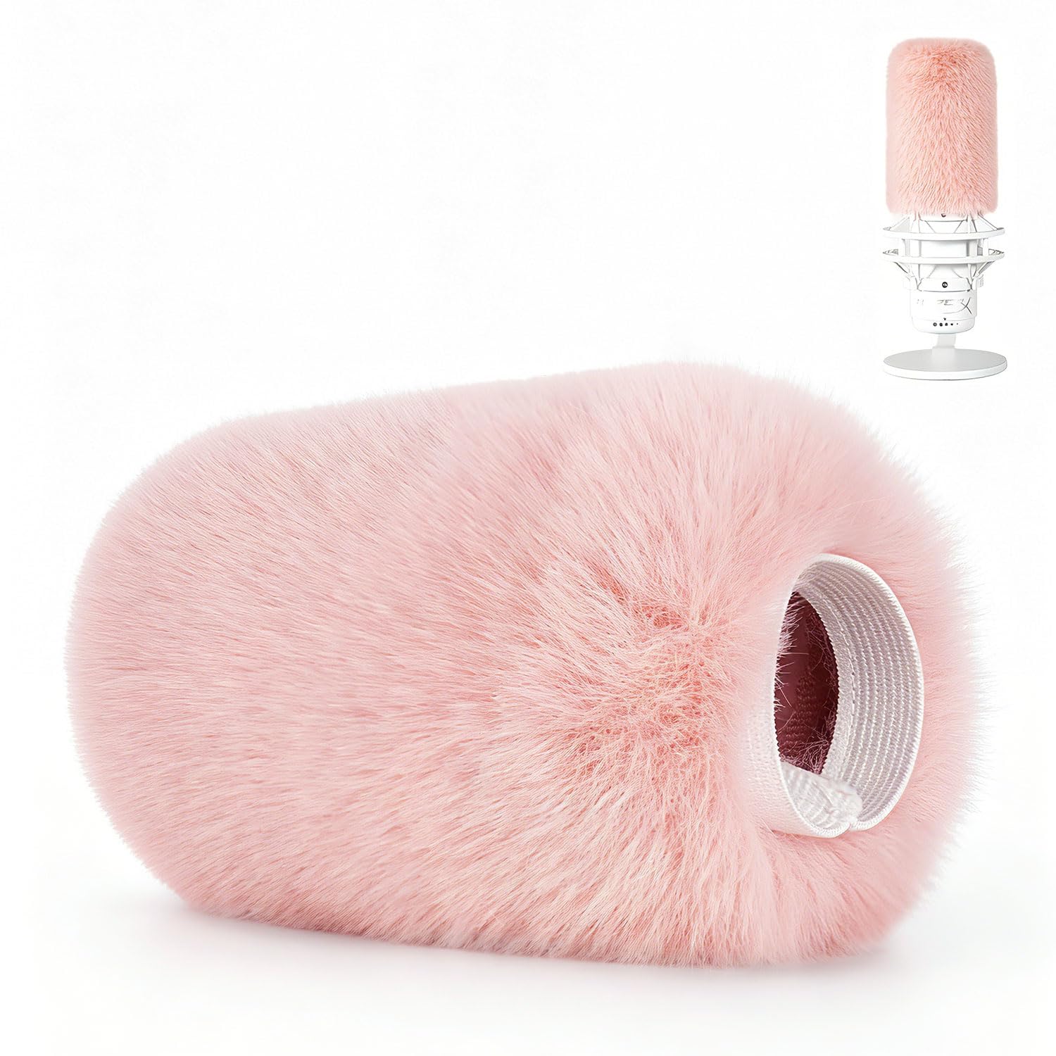 Parabrisas/filtro pop para micrófonos HyperX QuadCast (S), cubierta de micrófono peluda para reducción de ruido ambiental y viento con acceso superior al orificio superior para botón de silencio (rosa