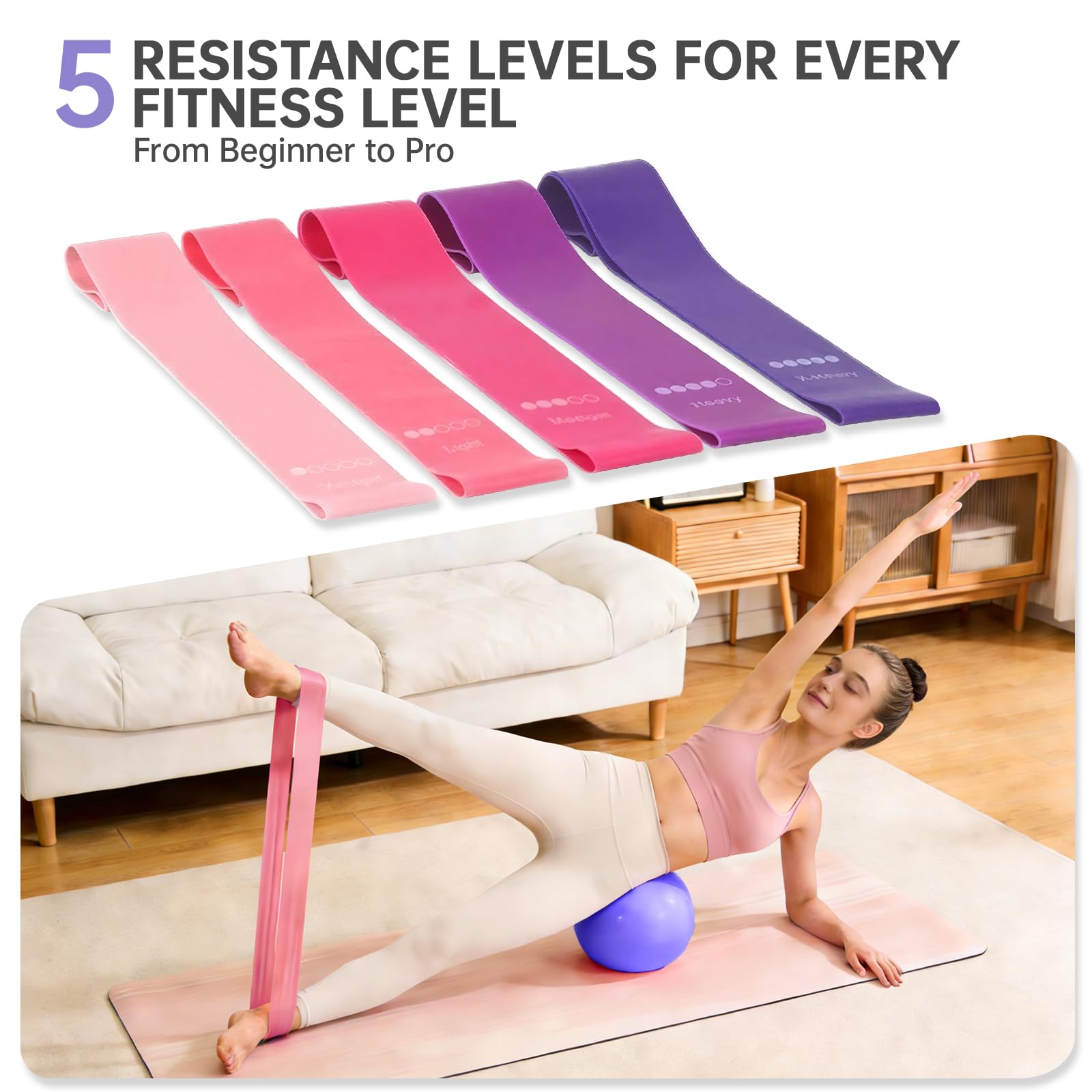 Pilates Ring Set, 13-teiliges Fitness-Set mit Pilates-Ringen, Mini-Yoga-Ball, Fitnessbändern, Widerstandsbändern, Zubehör für Zuhause, Gym, Pilates und Yoga Training