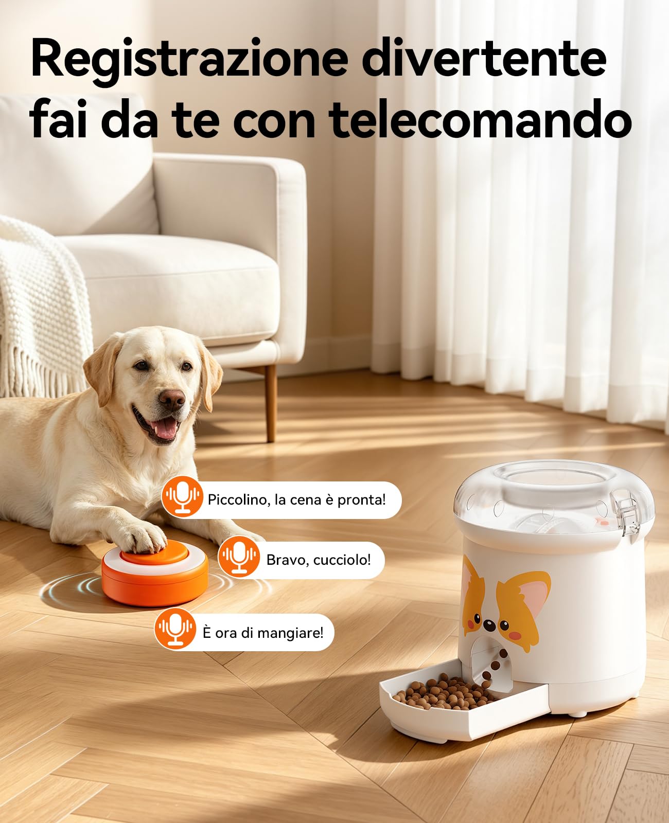 ROJECO Gioco Puzzle per Cani e Gatti, Distributore di Crocchette Interattivo con Telecomando 30m, Registrazione Vocale, Capacità 300ml, Ricaricabile USB-C, Anti-Noia e Stimolazione Mentale