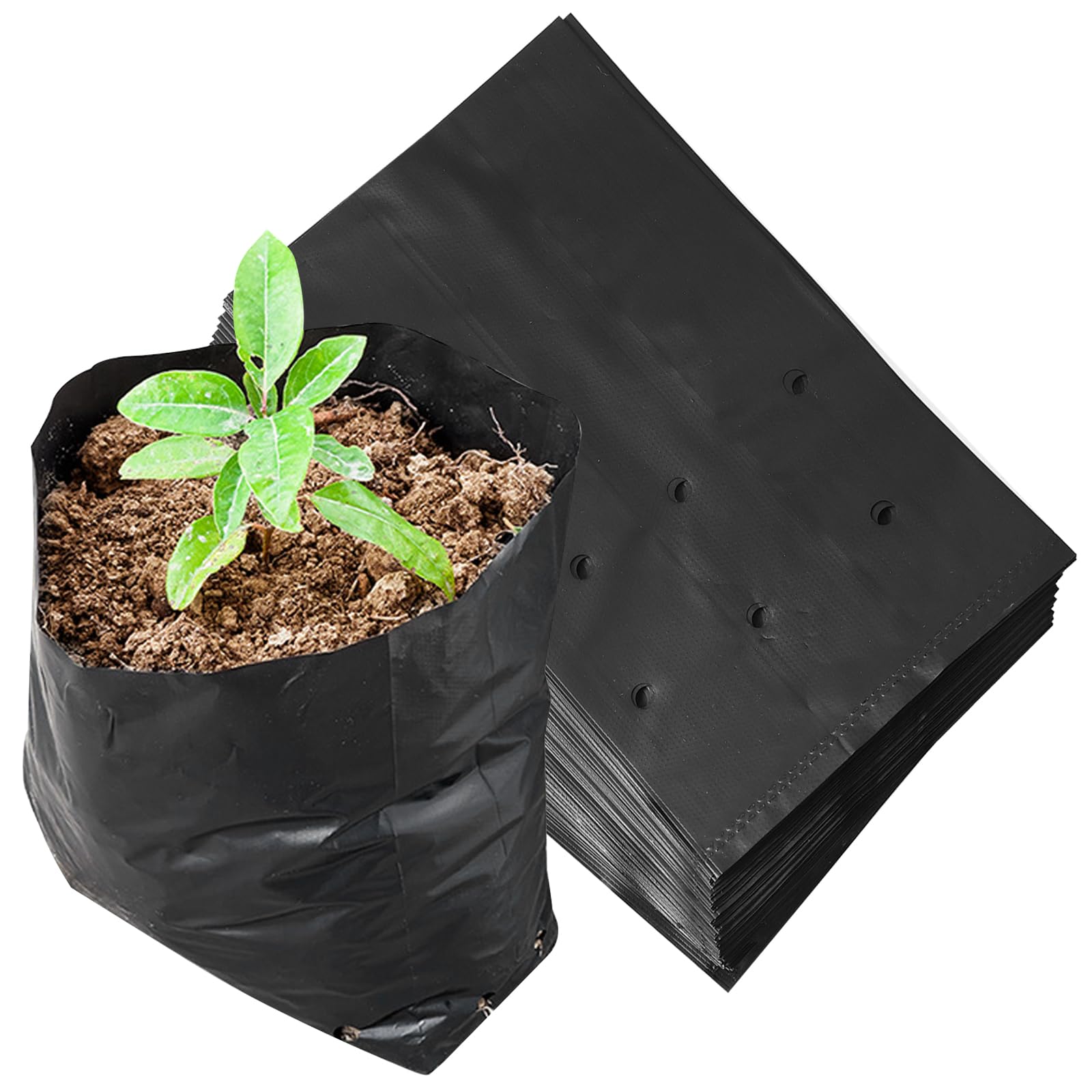Wedhapy Garden Bag Plant Grow Bags 100Pcs Disposable Garden Bag with Draining Hole Large Capacity Planting Bags for Yard Farm Balcony, Small