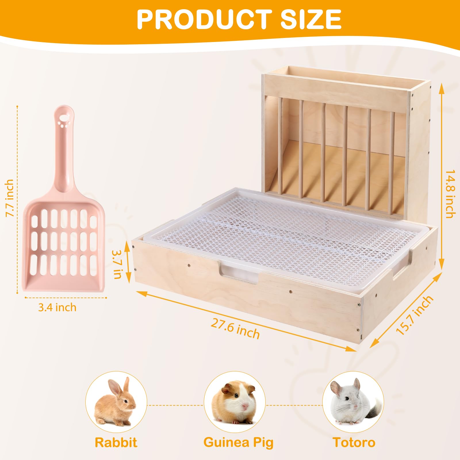 Essenhome Large 2-in-1 Rabbit Hay Feeder & Litter Box Set, Wood, Mess Proof, for Guinea Pigs, Chinchillas, Hamsters, and Rabbits (XXL) - image 2