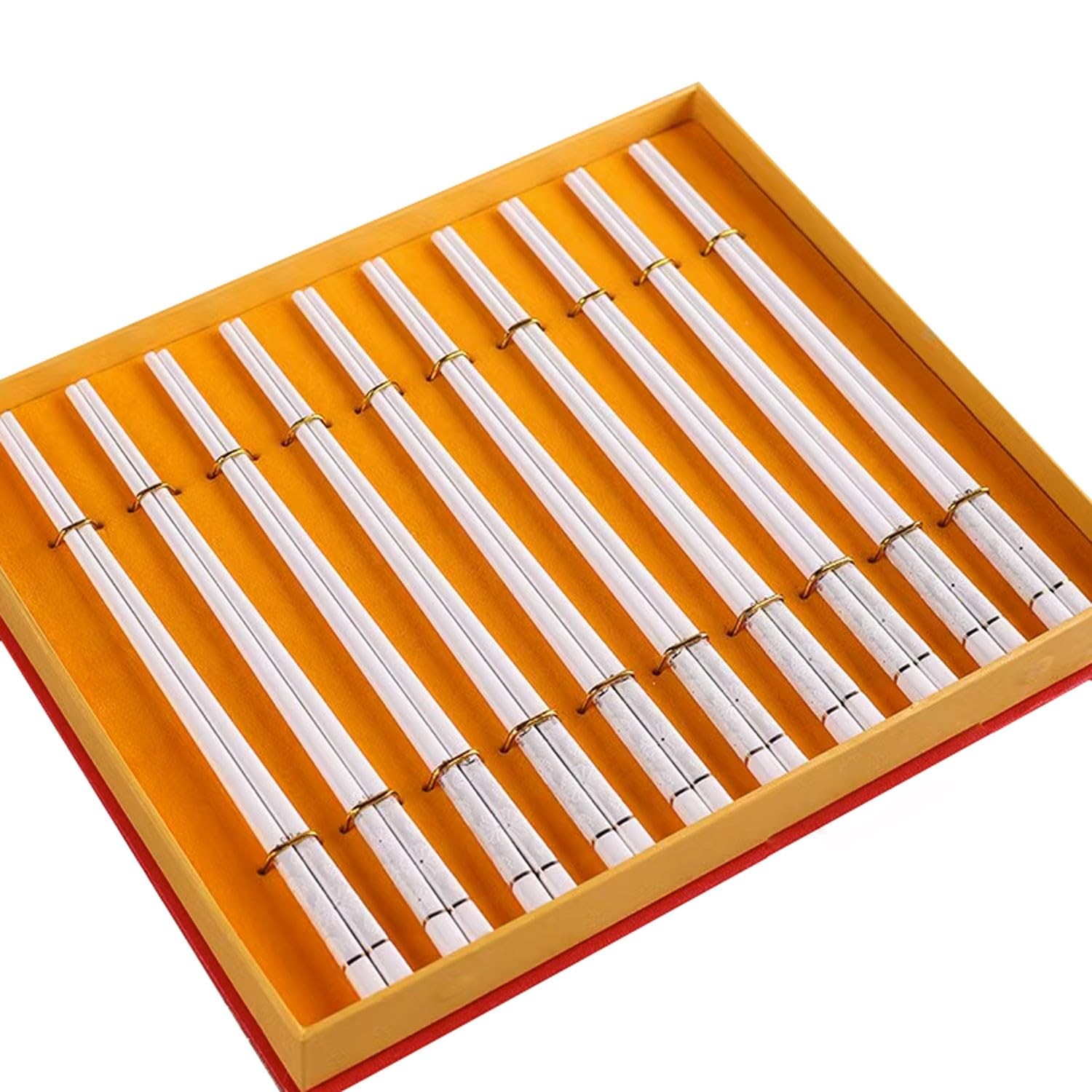Baguettes japonaises réutilisables, Baguettes en céramique antidérapantes pour la Maison, 10 Paires de Baguettes en Porcelaine, Coffret Cadeau，E 25cm