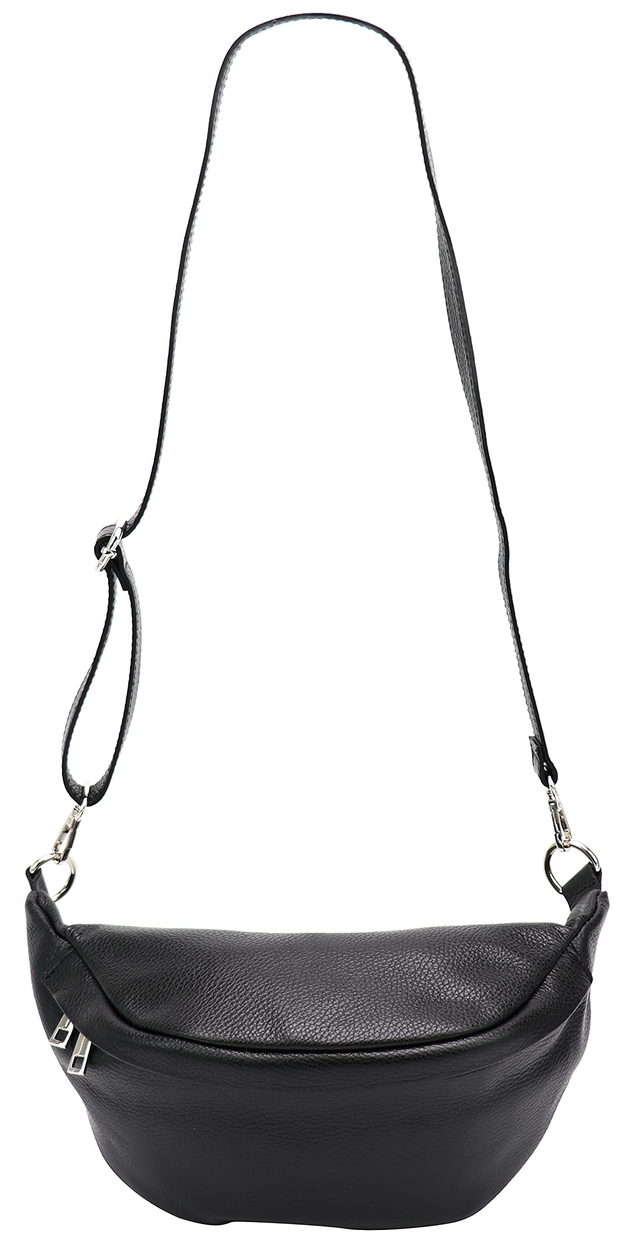 SH Leder ® Sac banane en cuir véritable pour femme, homme, unisexe - Petit sac de hanche pour festival, voyage - Sac à bandoulière moyen - 32 x 17 cm - Marie G528, Noir , 32 x 17 x 12 cm